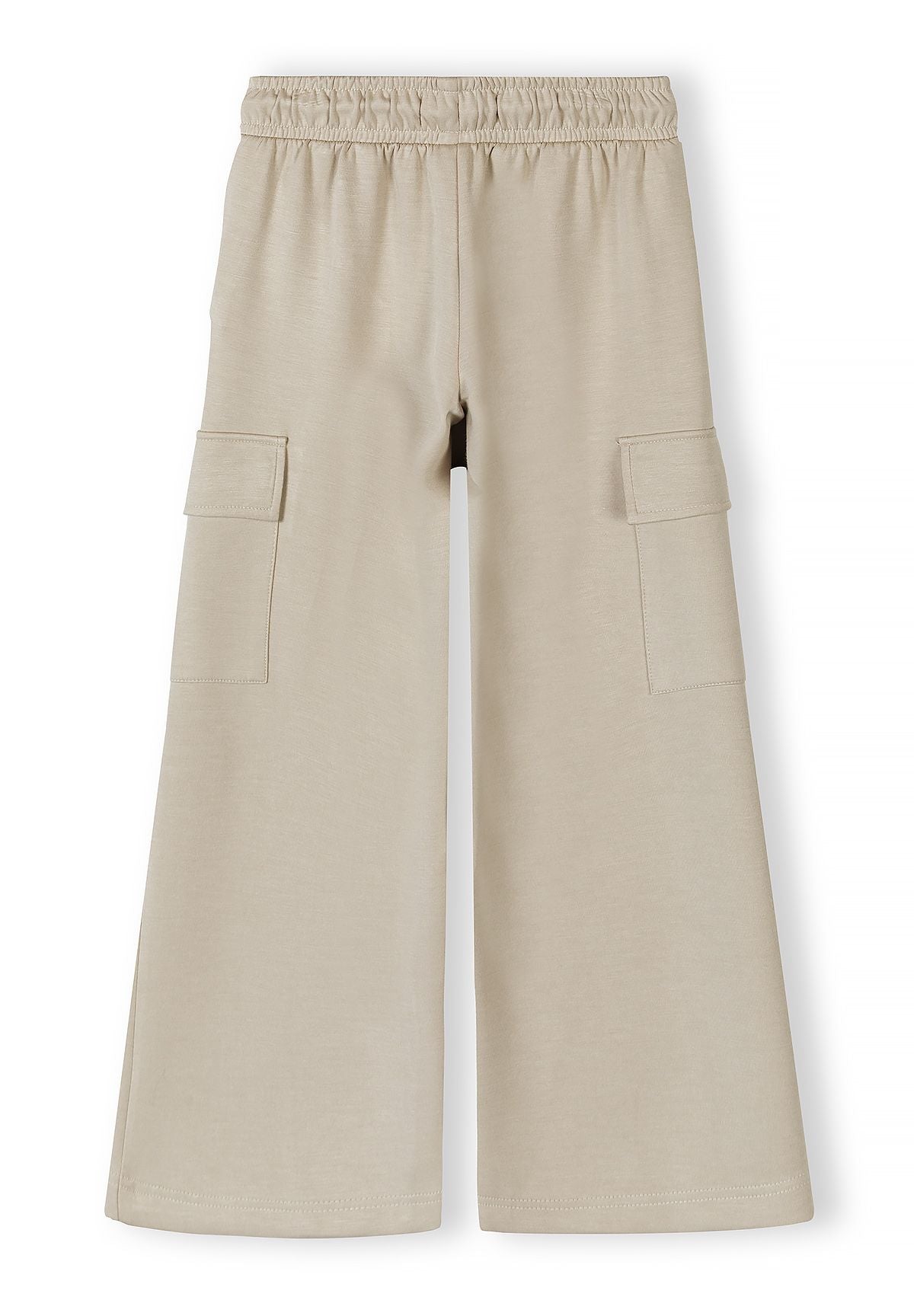 Wide Leg Joggers, Cargo Pockets, Beige - 2
