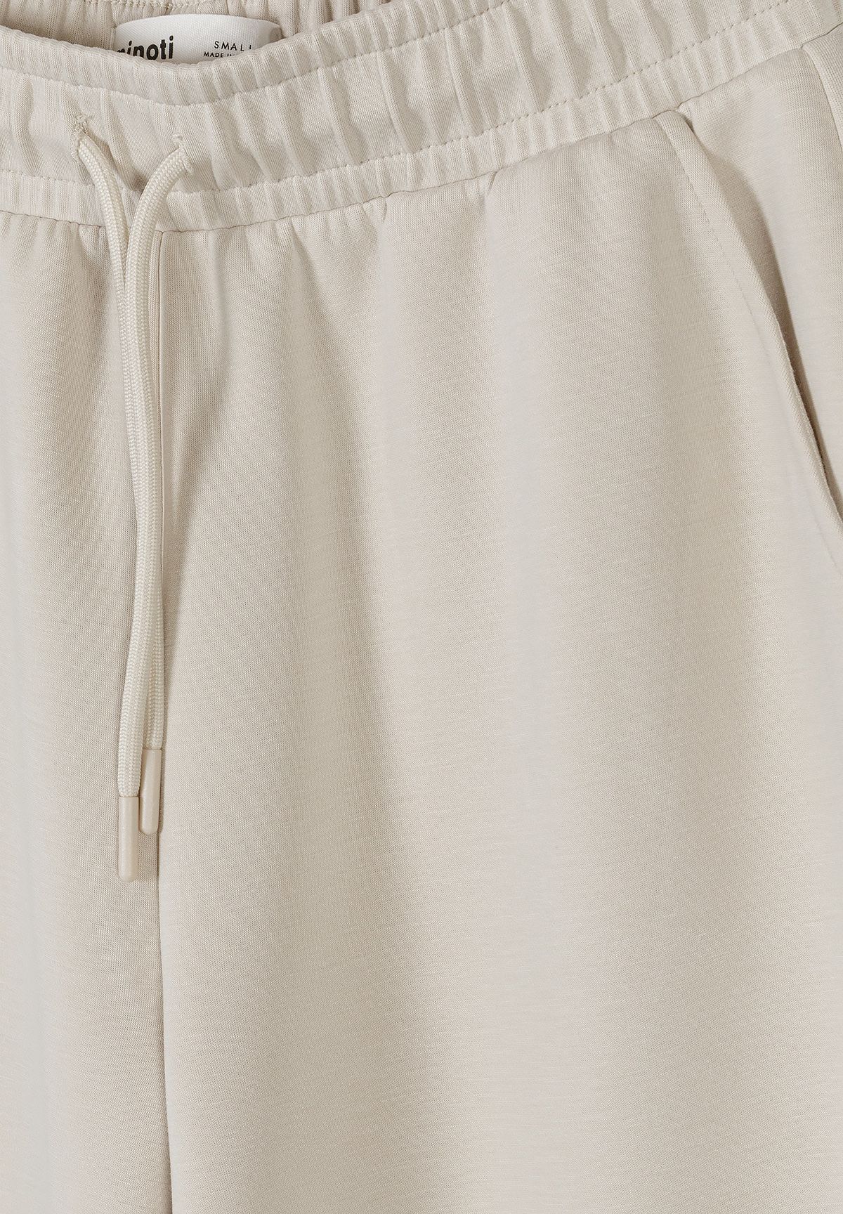 Wide Leg Joggers, Beige, Drawstring - 3