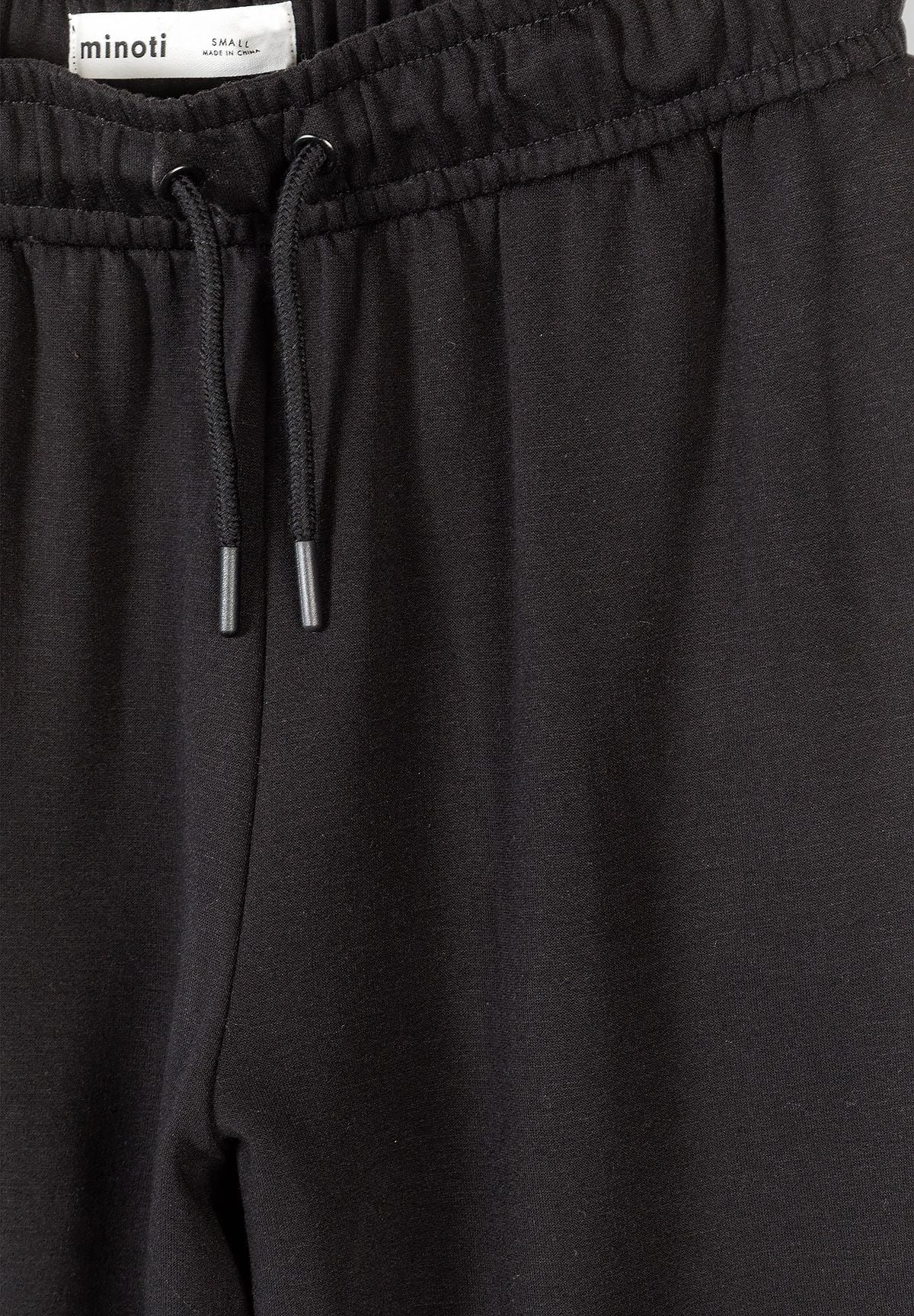 Wide Leg Joggers, Black, Drawstring Waist - 3