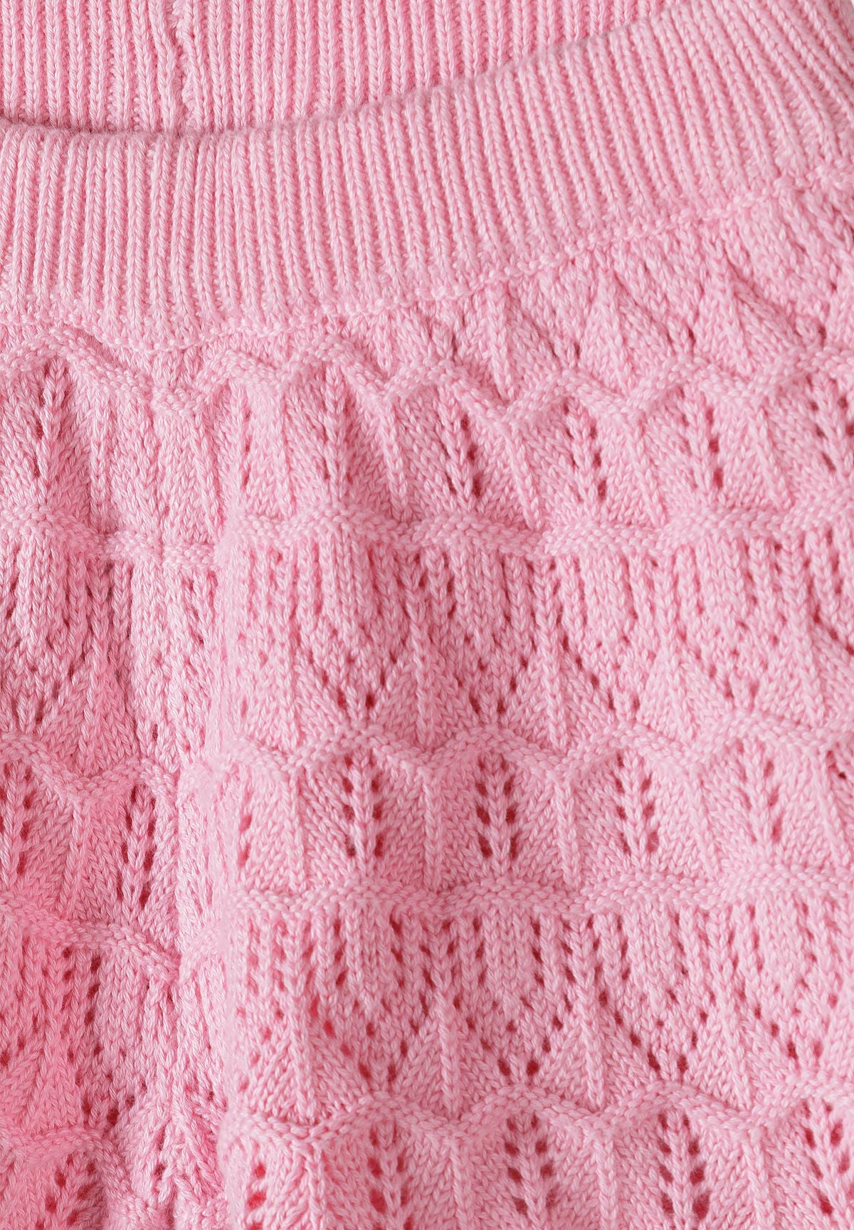 Crochet Two-Piece Set, Pink, Strappy Top & Shorts - 6