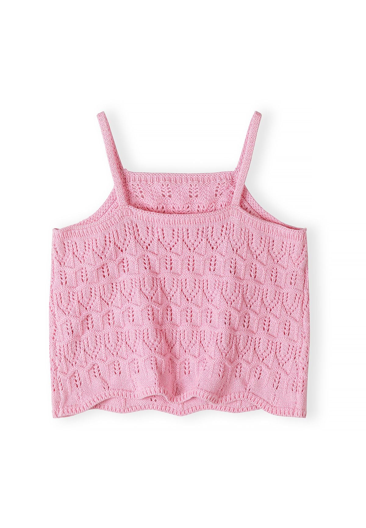 Crochet Two-Piece Set, Pink, Strappy Top & Shorts - 3
