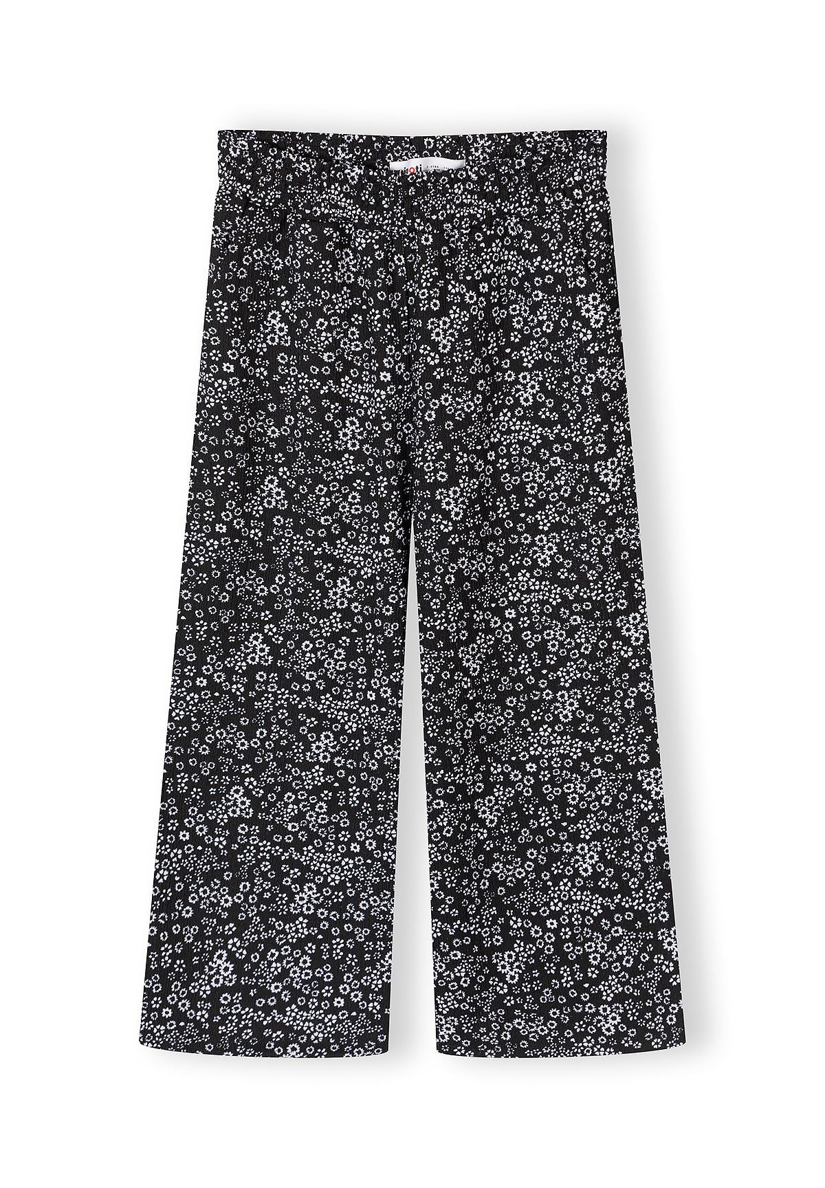 Side-Tie Top & Wide-Leg Trousers Set, Floral Print, Black - 4