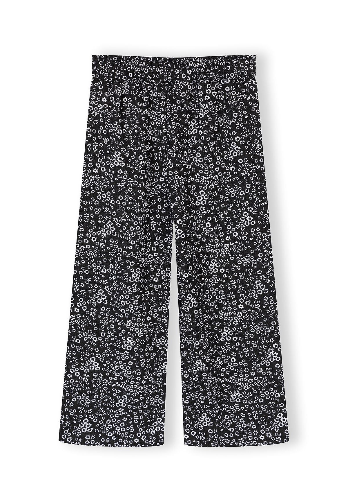 Side-Tie Top & Wide-Leg Trousers Set, Floral Print, Black - 5