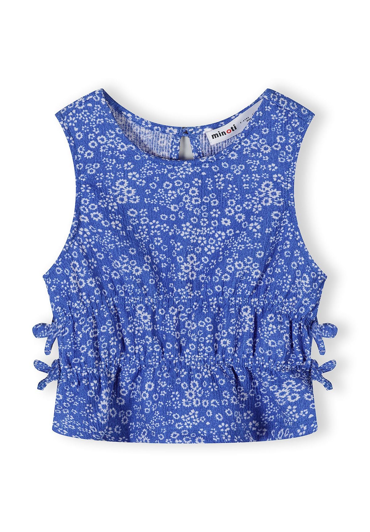 Jersey Top and Wide-Leg Trousers Set, Floral, Blue - 3