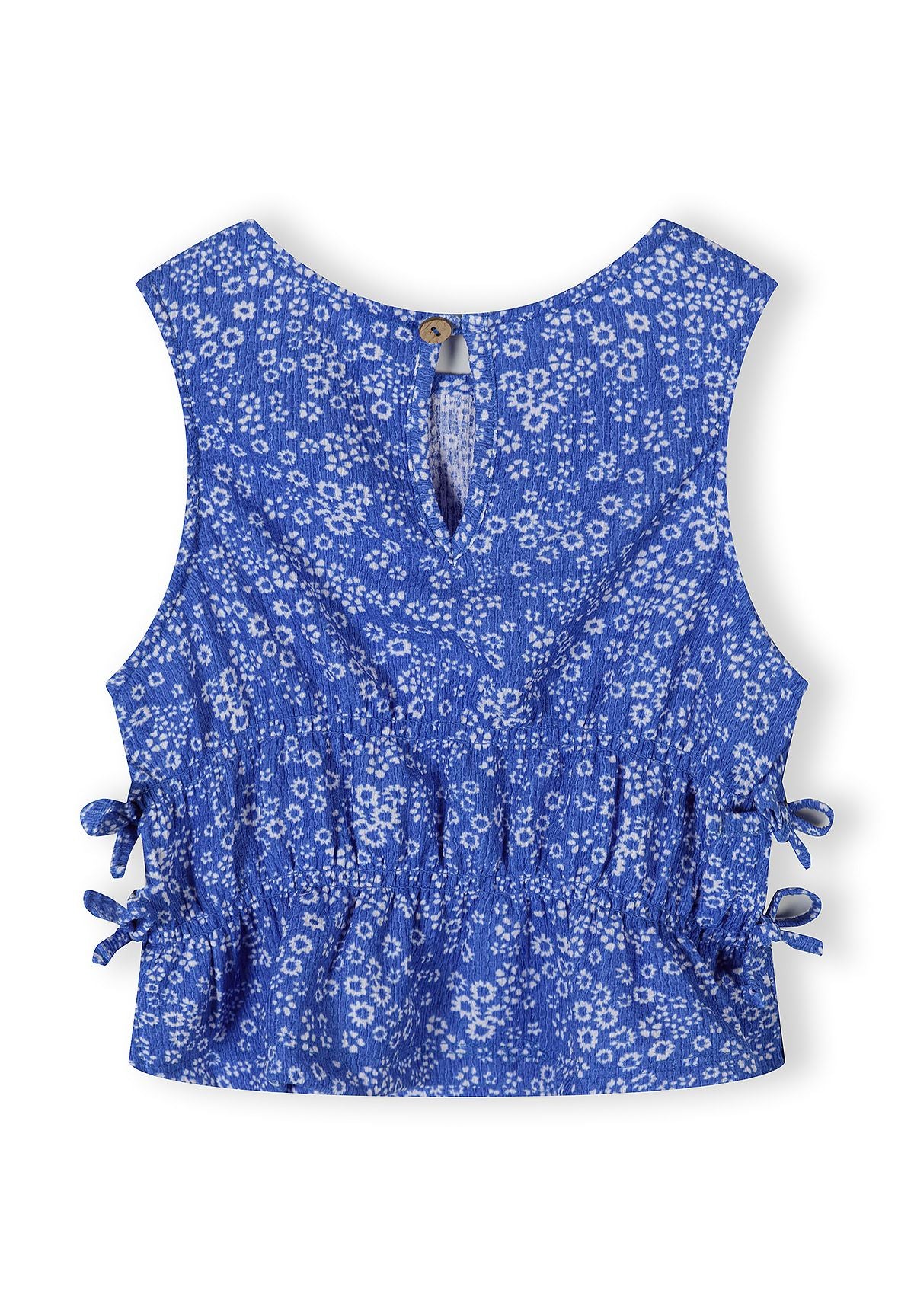 Jersey Top and Wide-Leg Trousers Set, Floral, Blue - 4