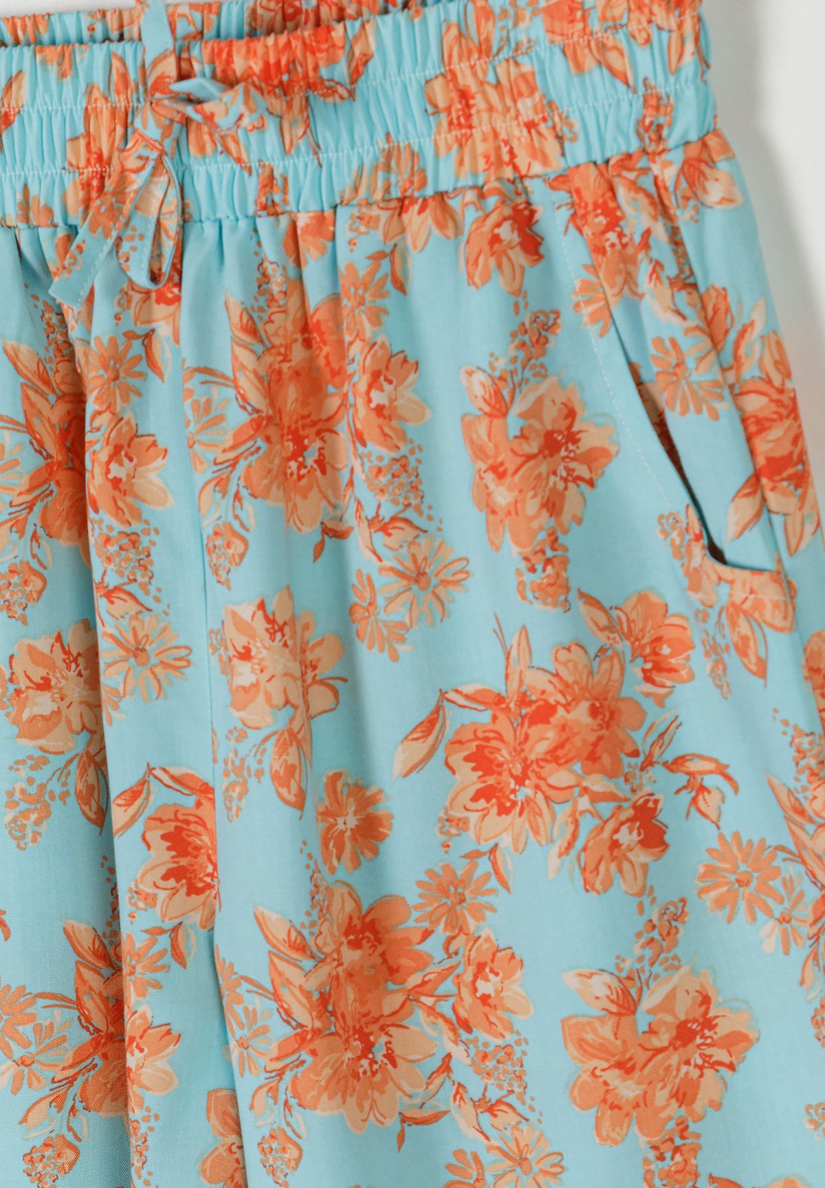 Co-ord Set, Floral Print, Light Blue Orange - 6