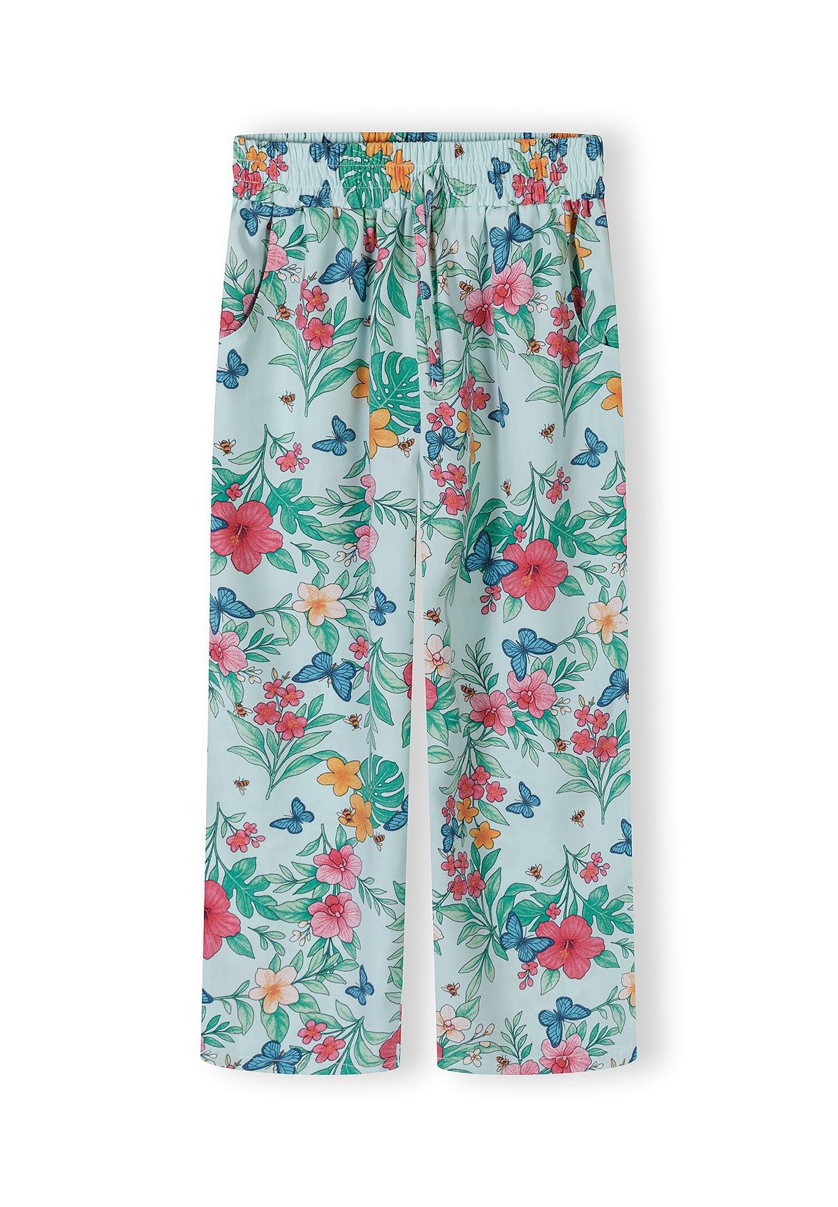 Tropical Print Crop Top & Wide Leg Trouser Set, Mint - 5