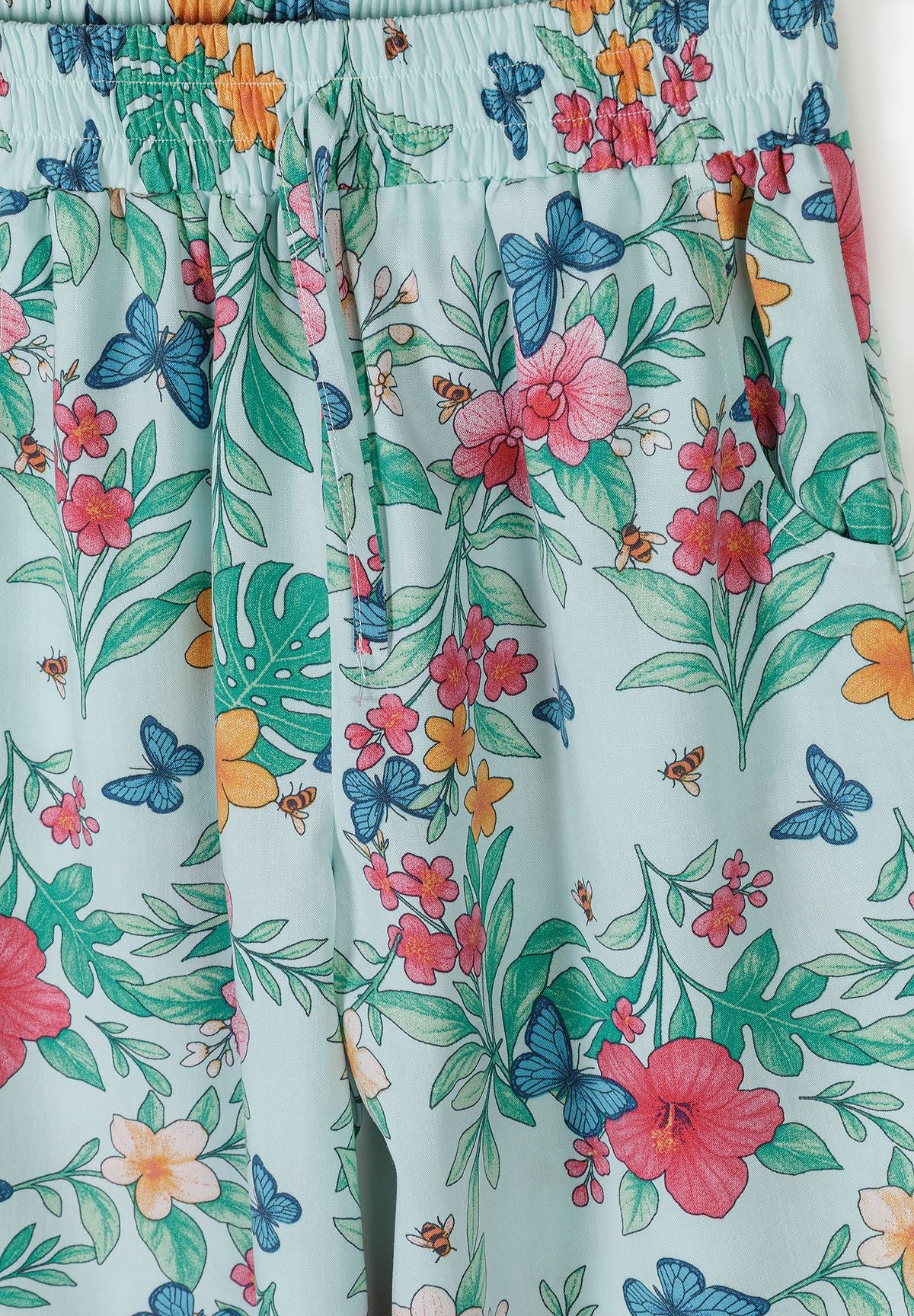 Tropical Print Crop Top & Wide Leg Trouser Set, Mint - 6