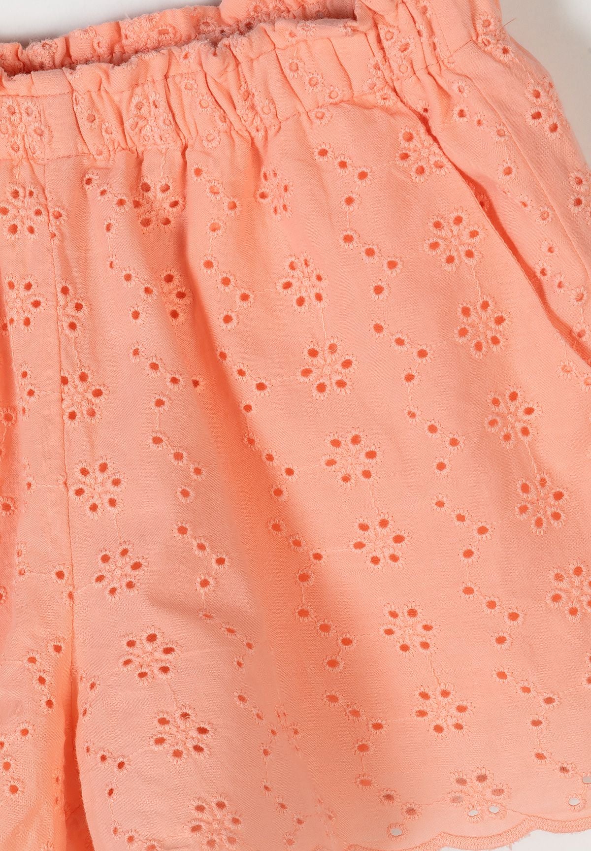 Broderie Top and Shorts Set, Apricot - 7