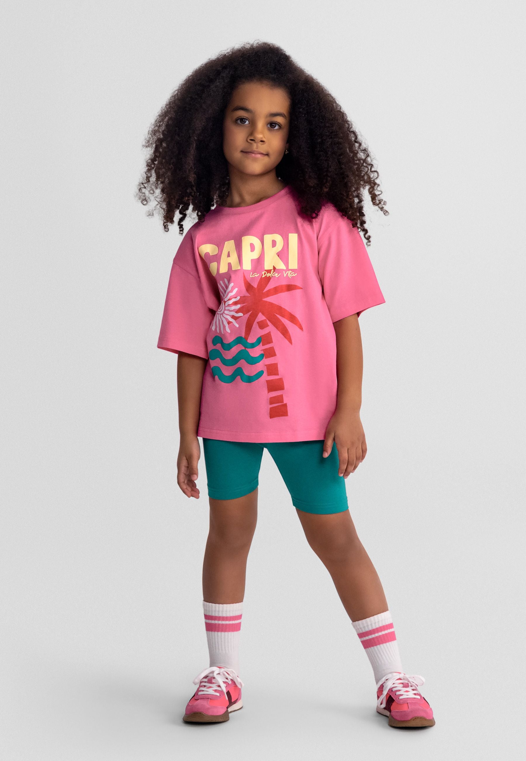 T-Shirt and Cycling Shorts 2-Pack, Tropical Print - 1
