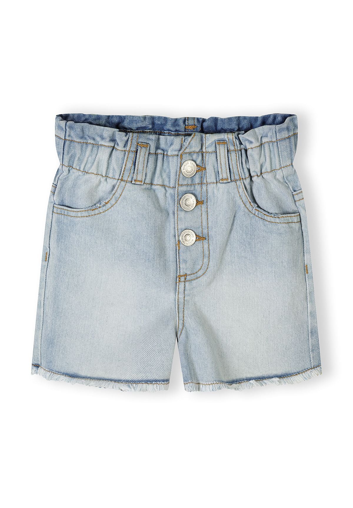 Denim Shorts 2-Pack, Button Front, Blue & White - 4
