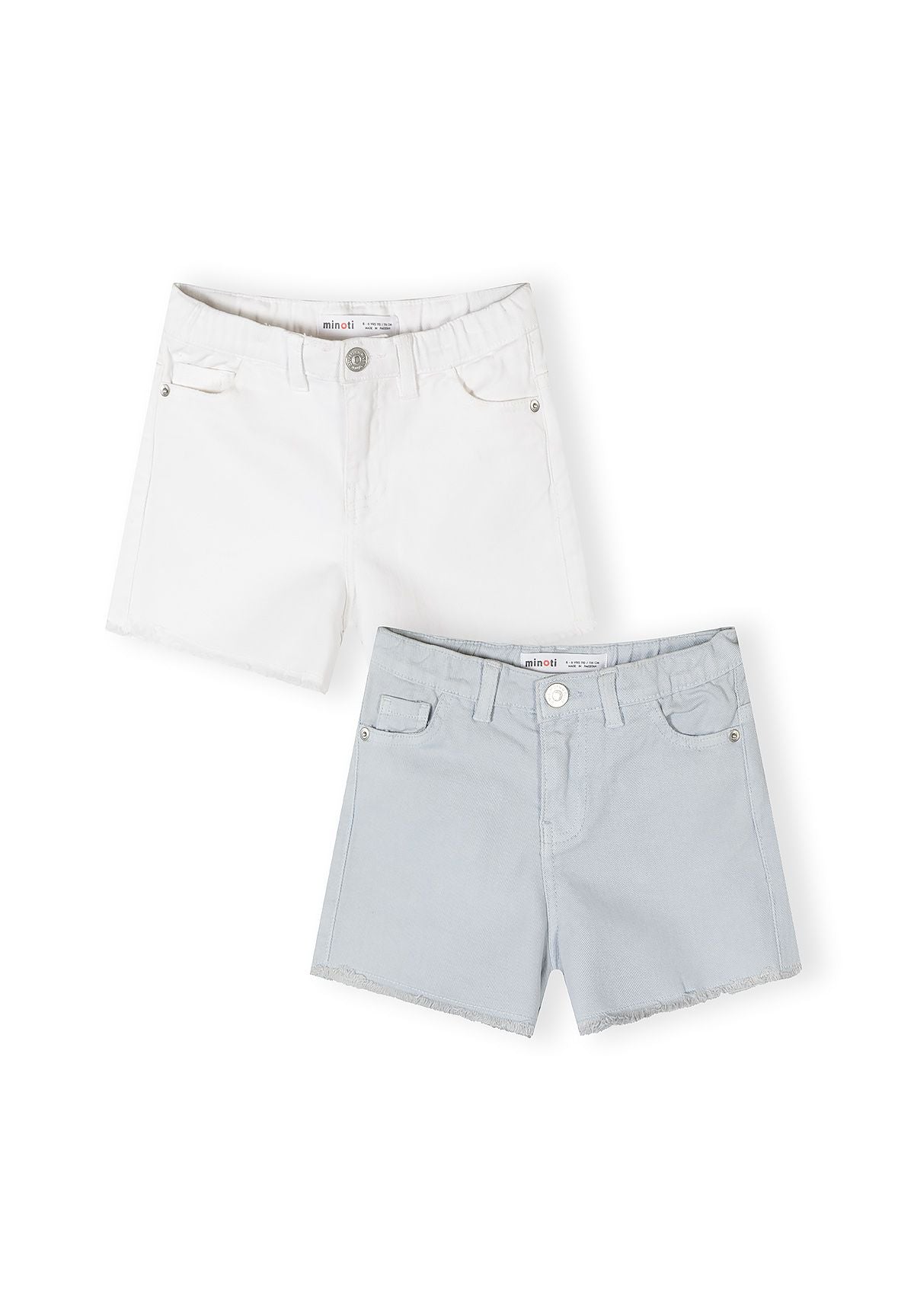 Twill Shorts 2-Pack, White & Light Blue - 1