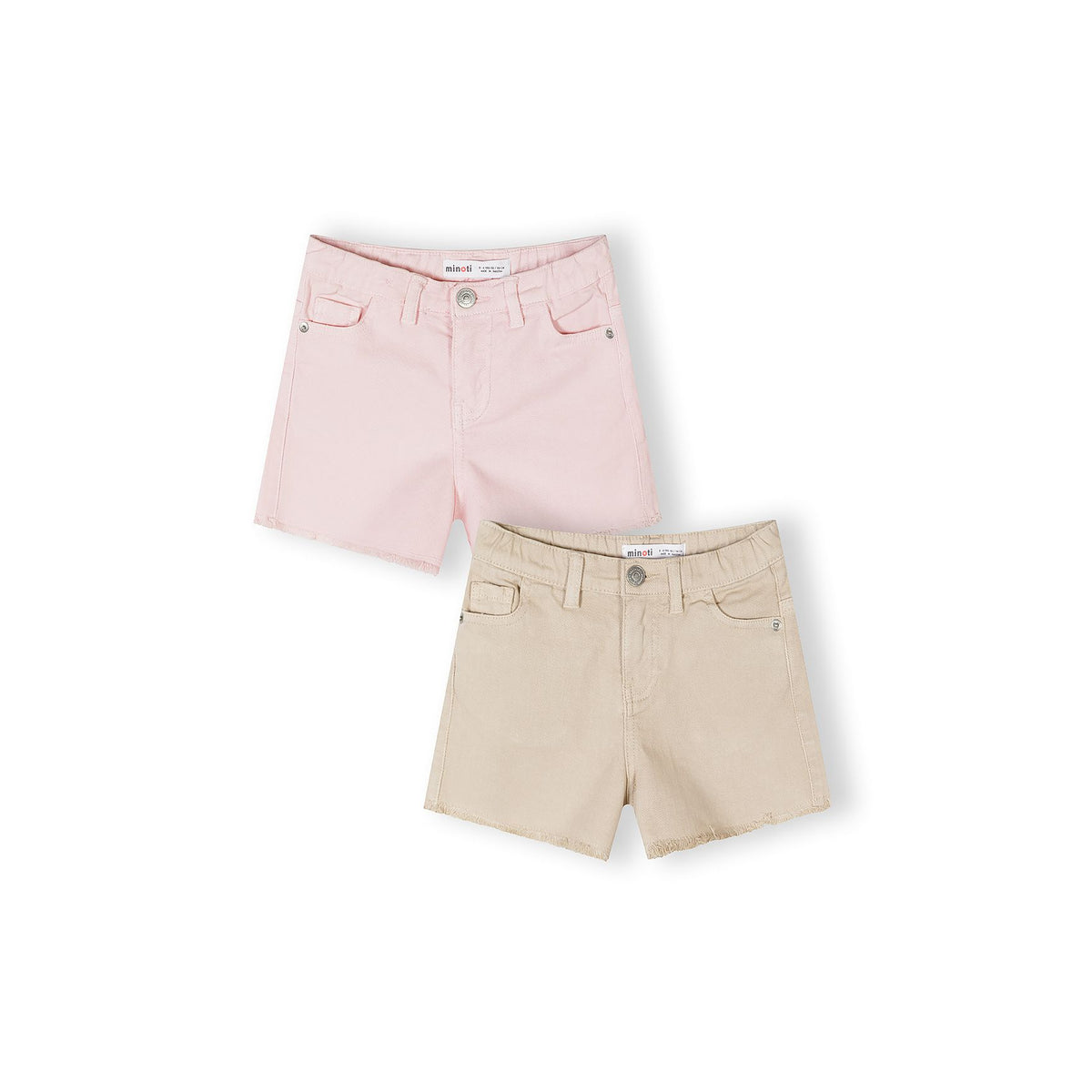 Girls' shorts 2-pack in pale pink and beige — complete product view for square Shop card