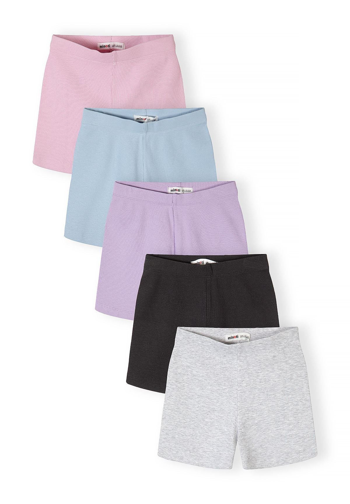 Cycling Shorts 5-Pack, Ribbed Jersey, Pastel Mix - 1