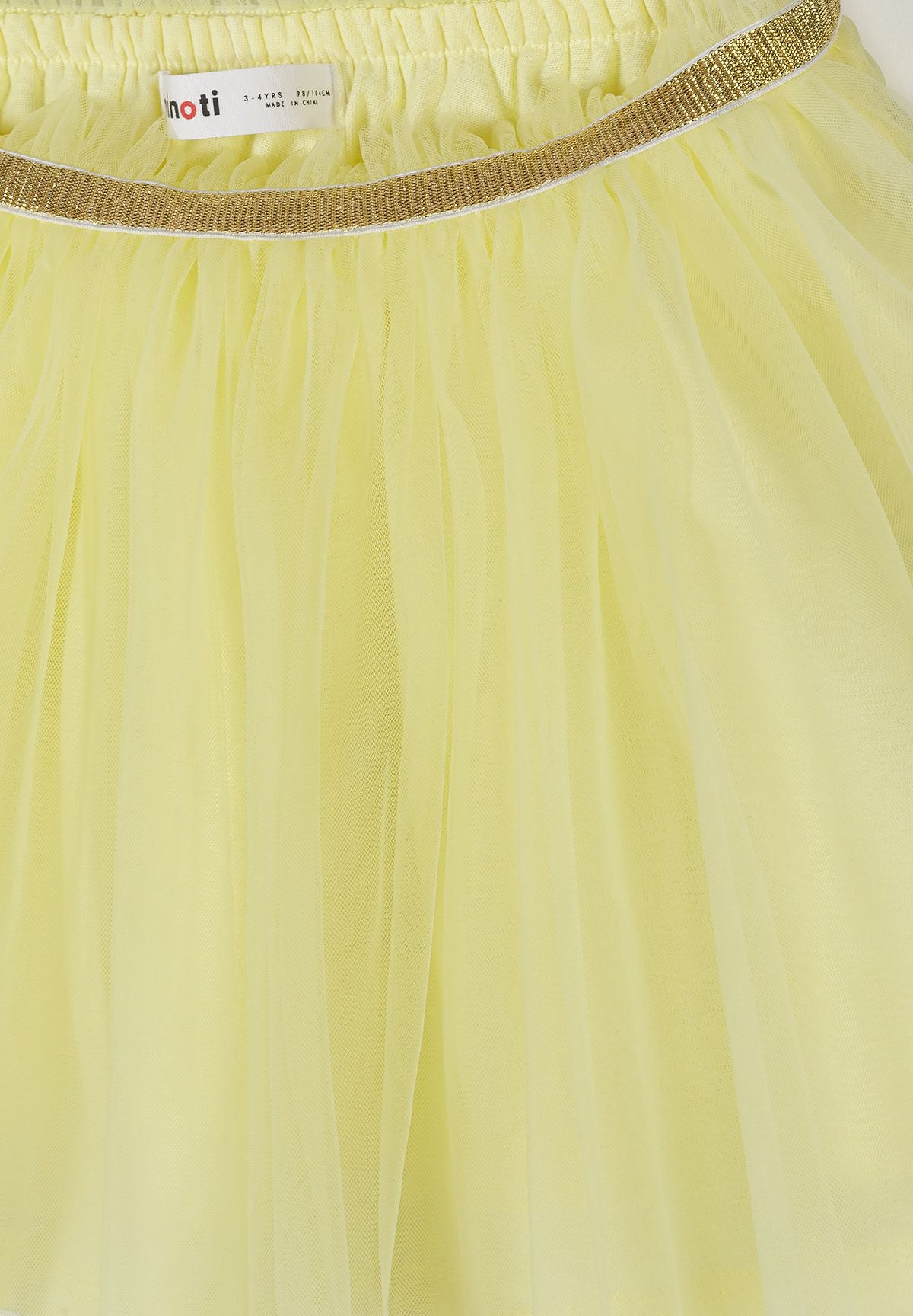 Tulle Skirt, Light Yellow, Gold Waistband - 4