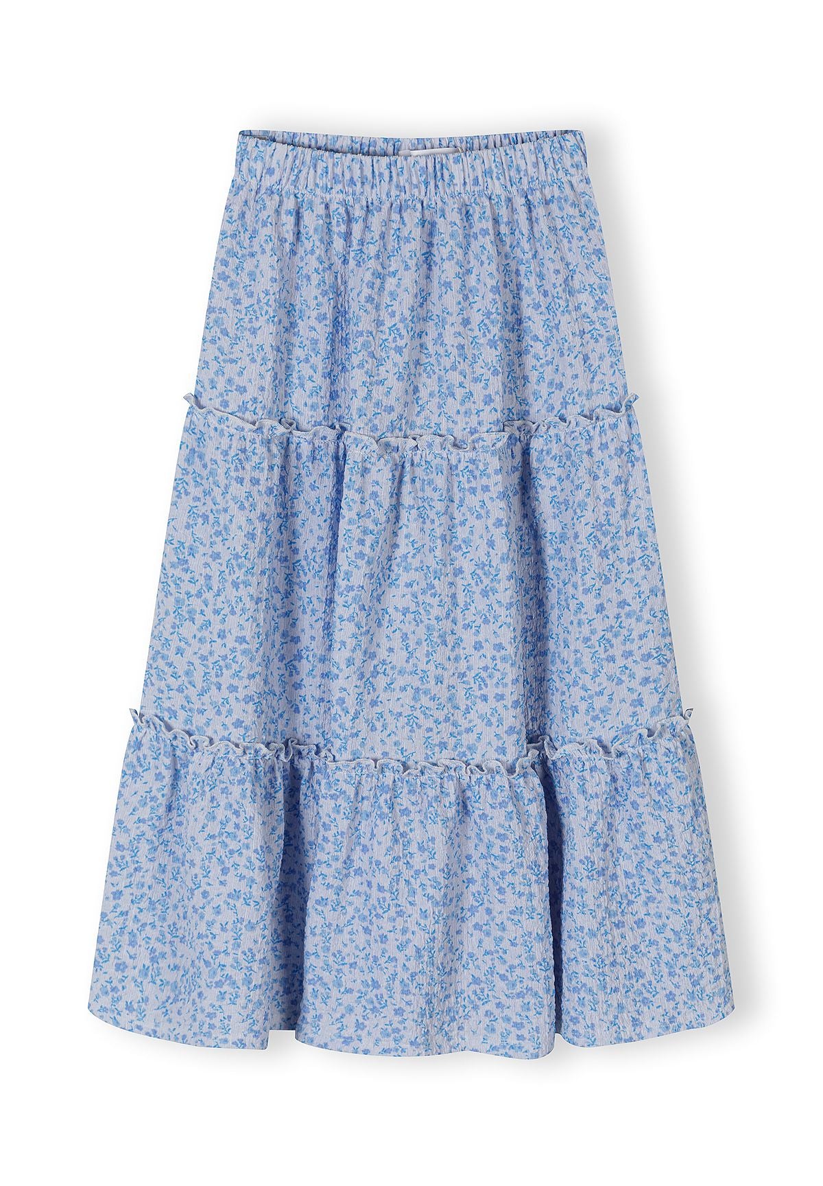 Tiered Maxi Skirt, Blue Floral - 2