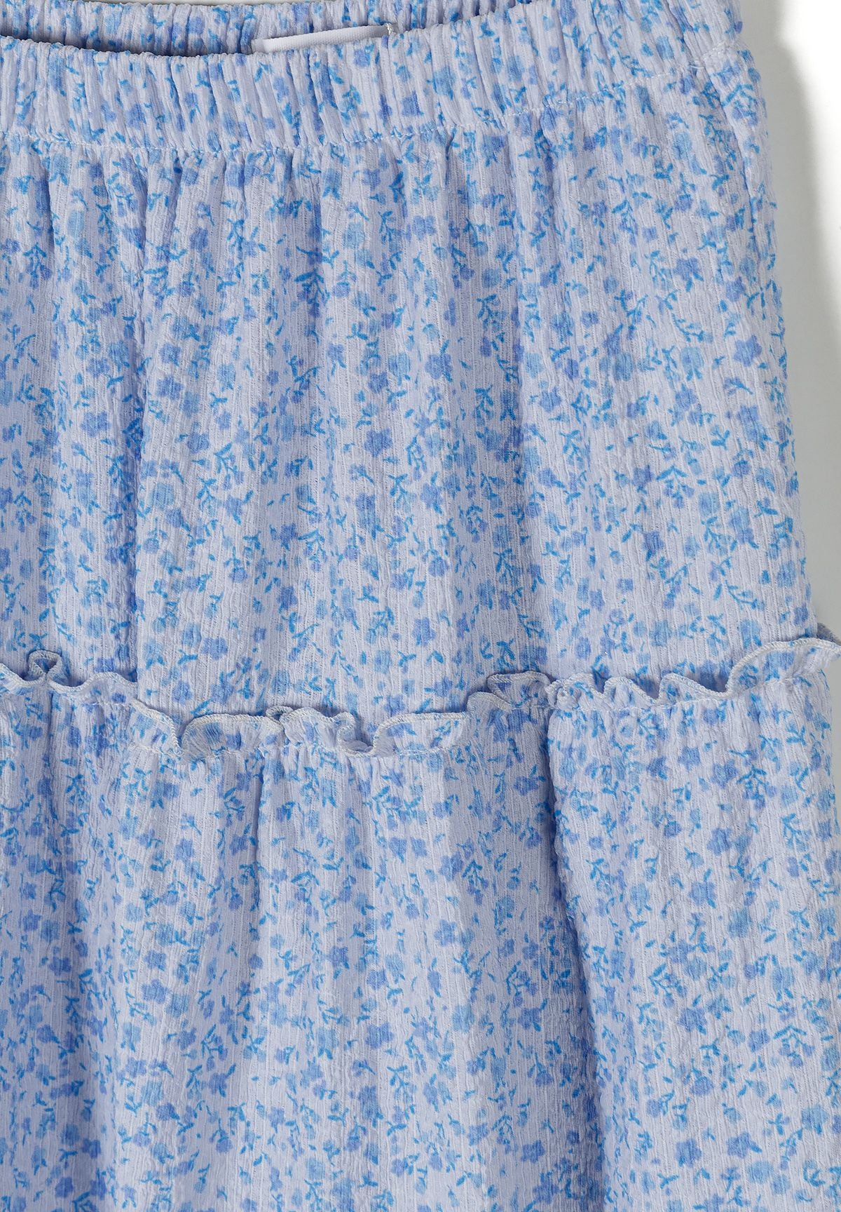 Tiered Maxi Skirt, Blue Floral - 4