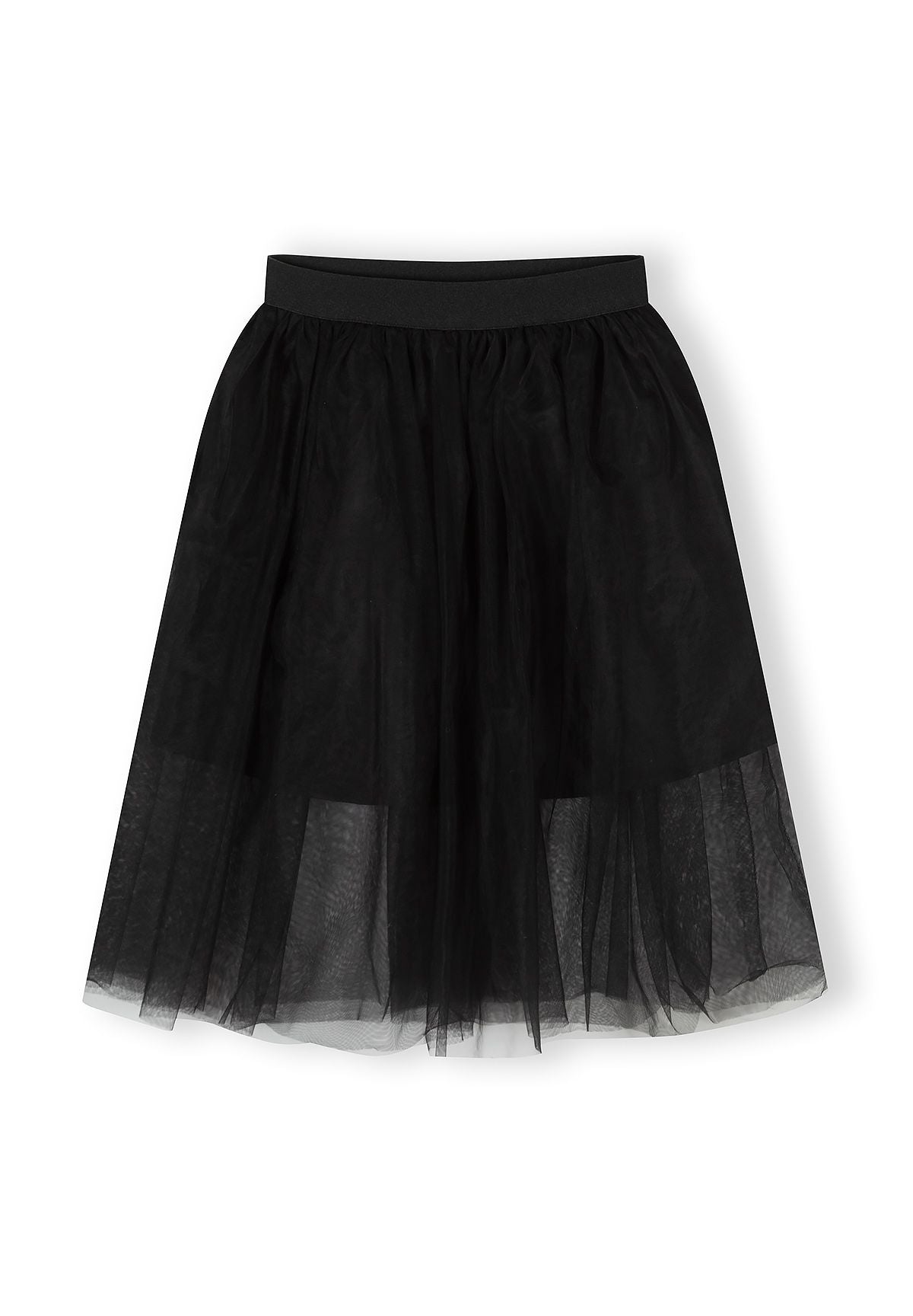 Pleated Tulle Maxi Skirt, Black - 2