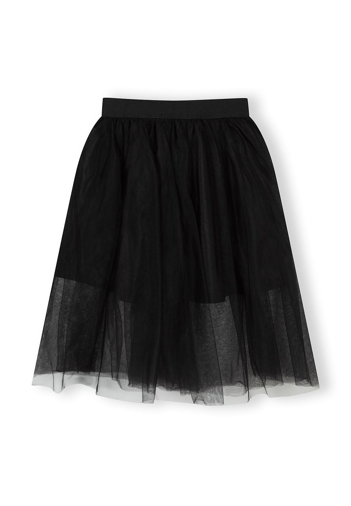 Pleated Tulle Maxi Skirt, Black - 3