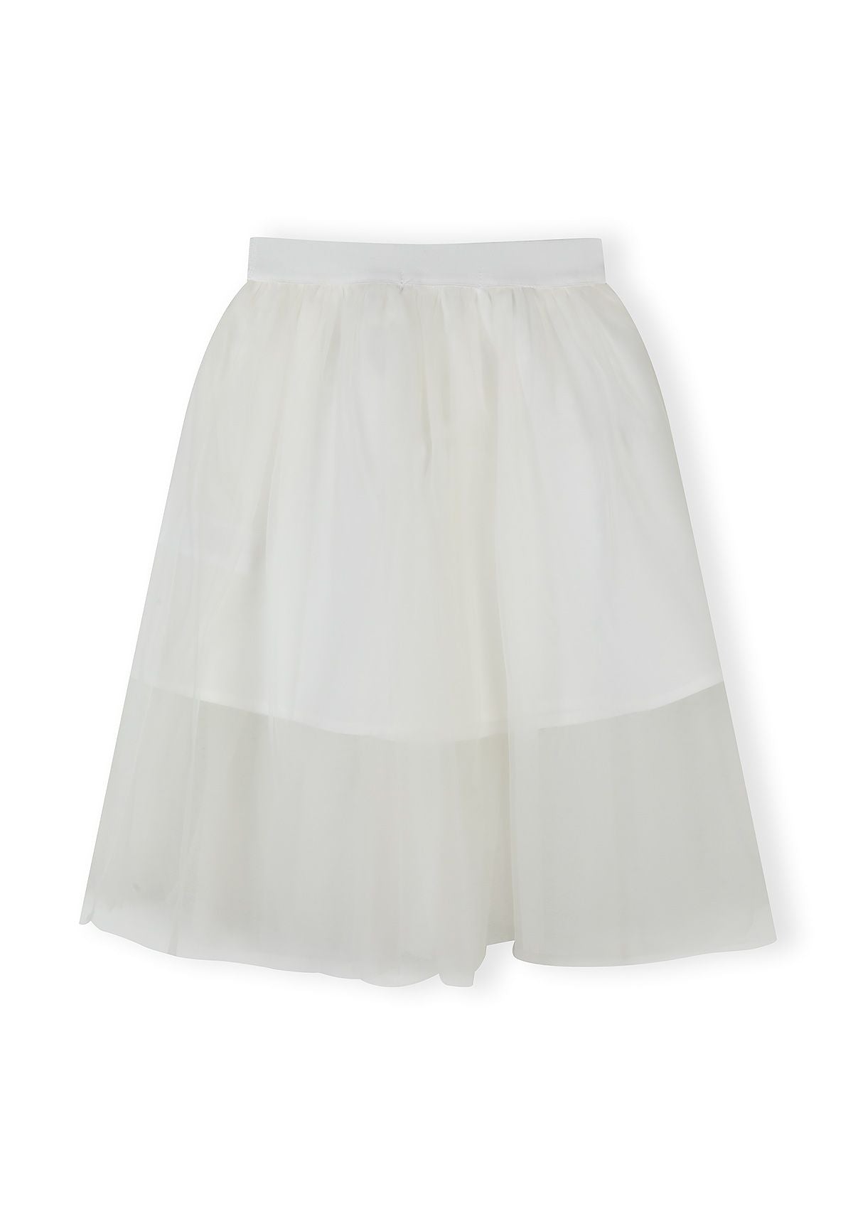 Pleated Tulle Maxi Skirt, Off White - 3