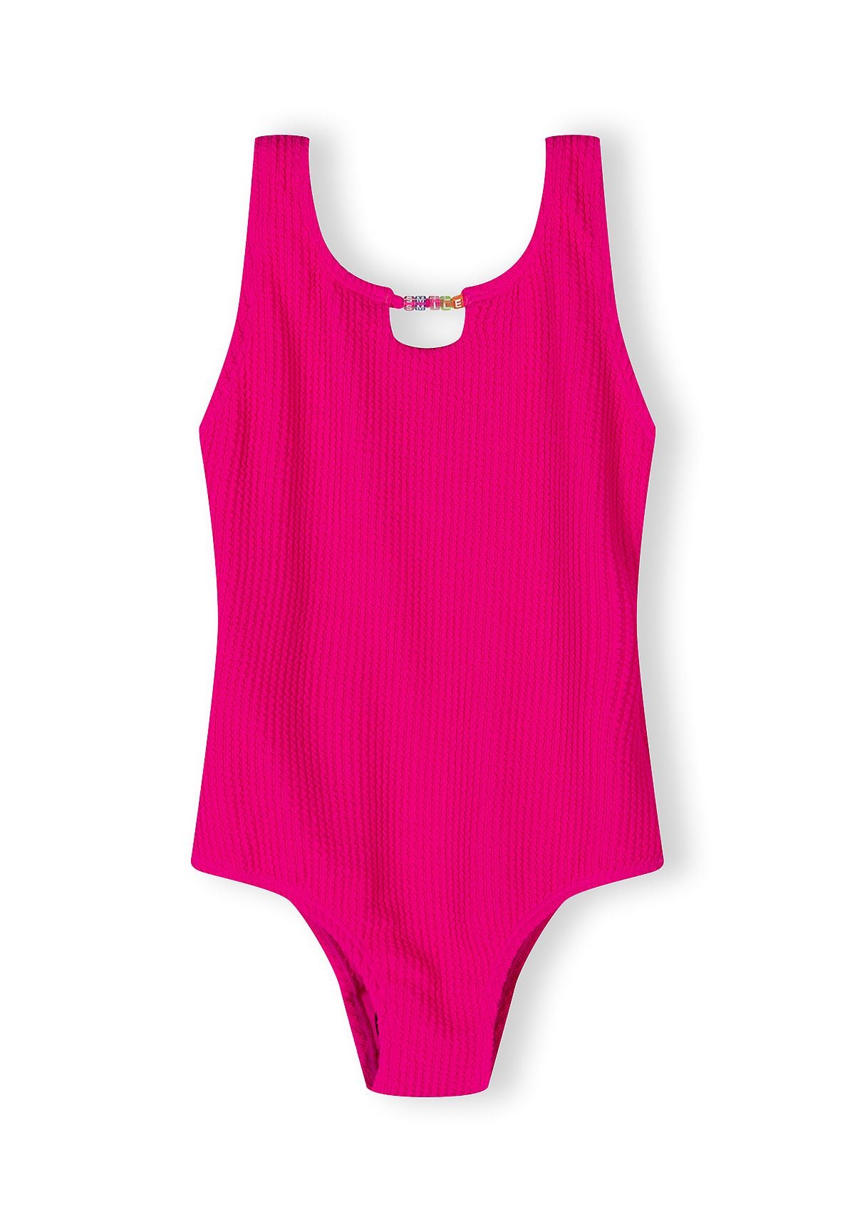Ribbed Swimsuit, Pearl Detail, Hot Pink - 1