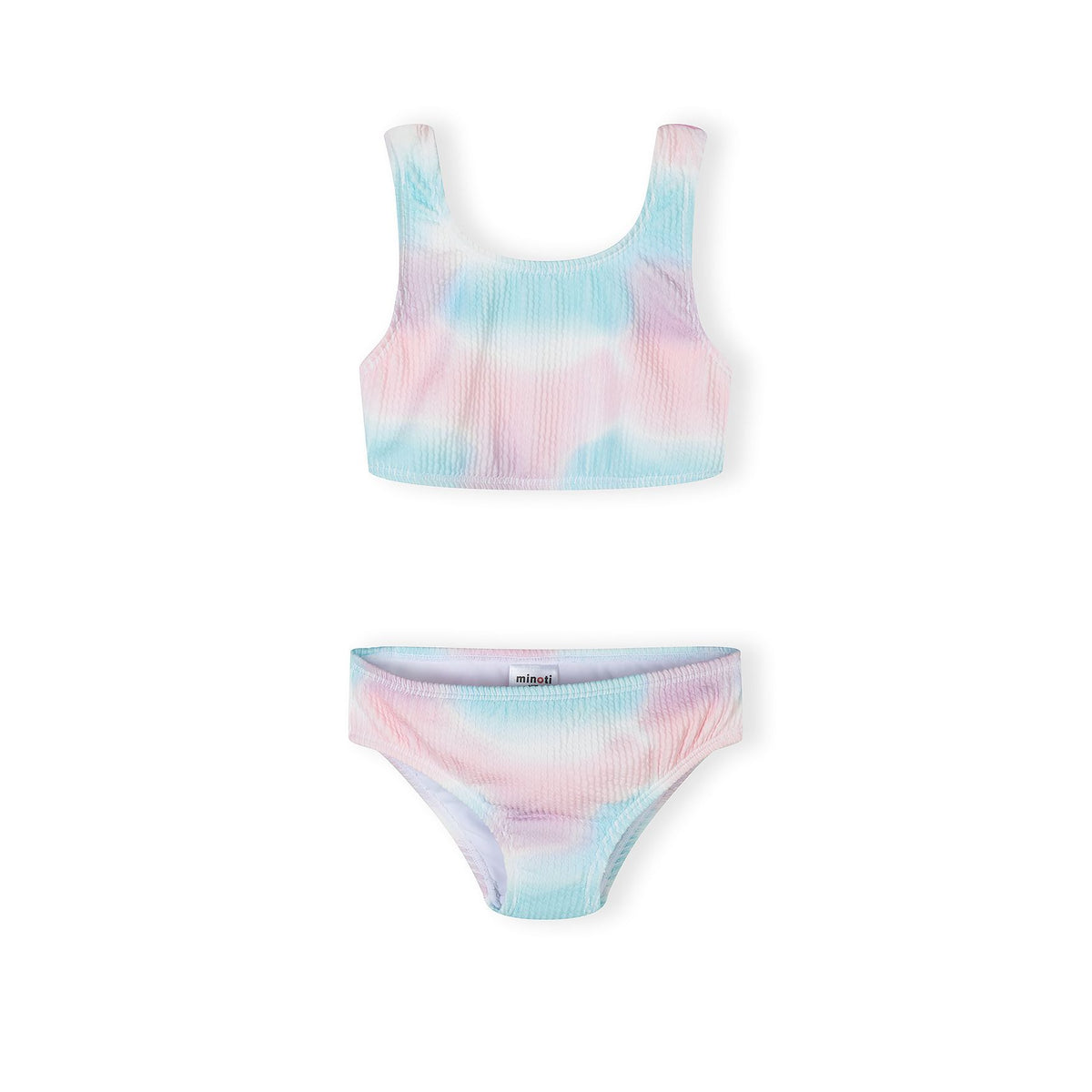 Girls' textured bikini in pink, blue and lilac — complete product view for square Shop card