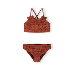 Girls' crochet-look bikini in rust