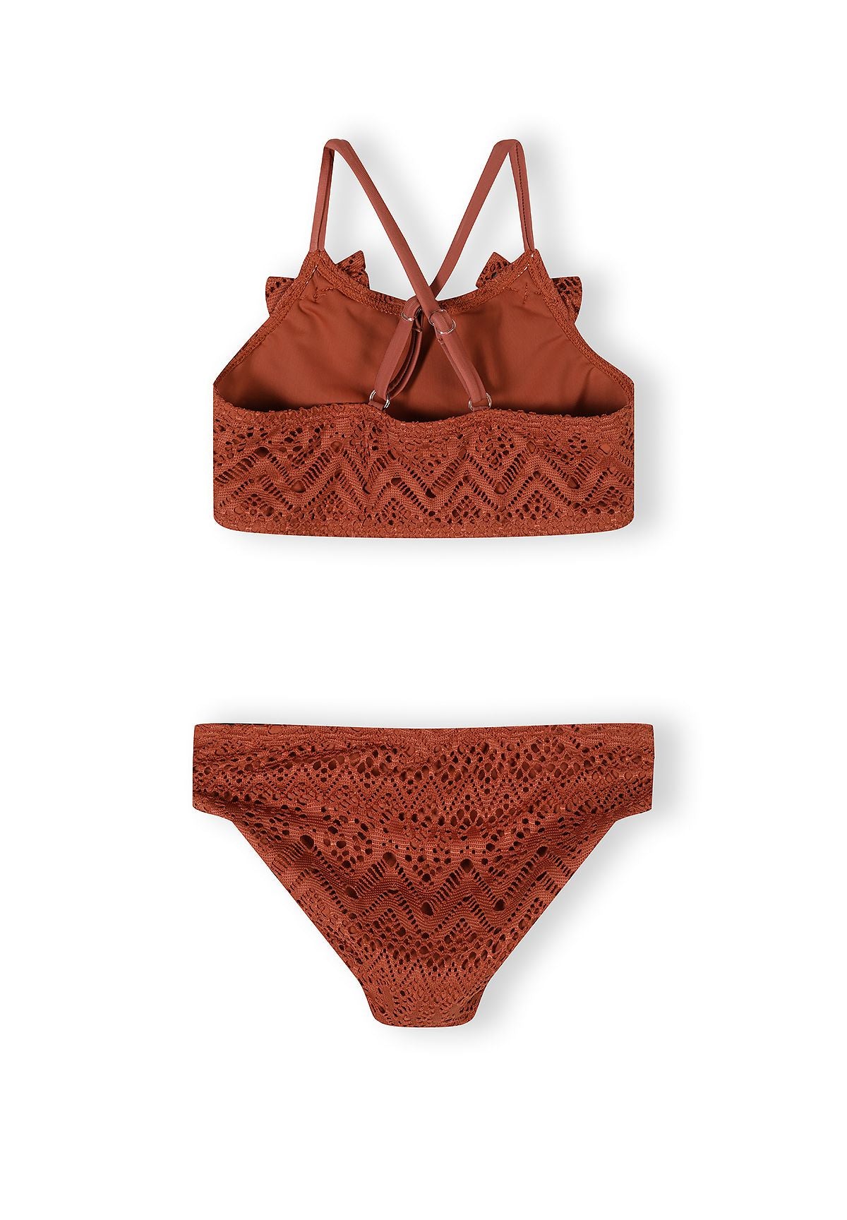 Crochet Bikini Set, Copper, Ruffle Detail - 2