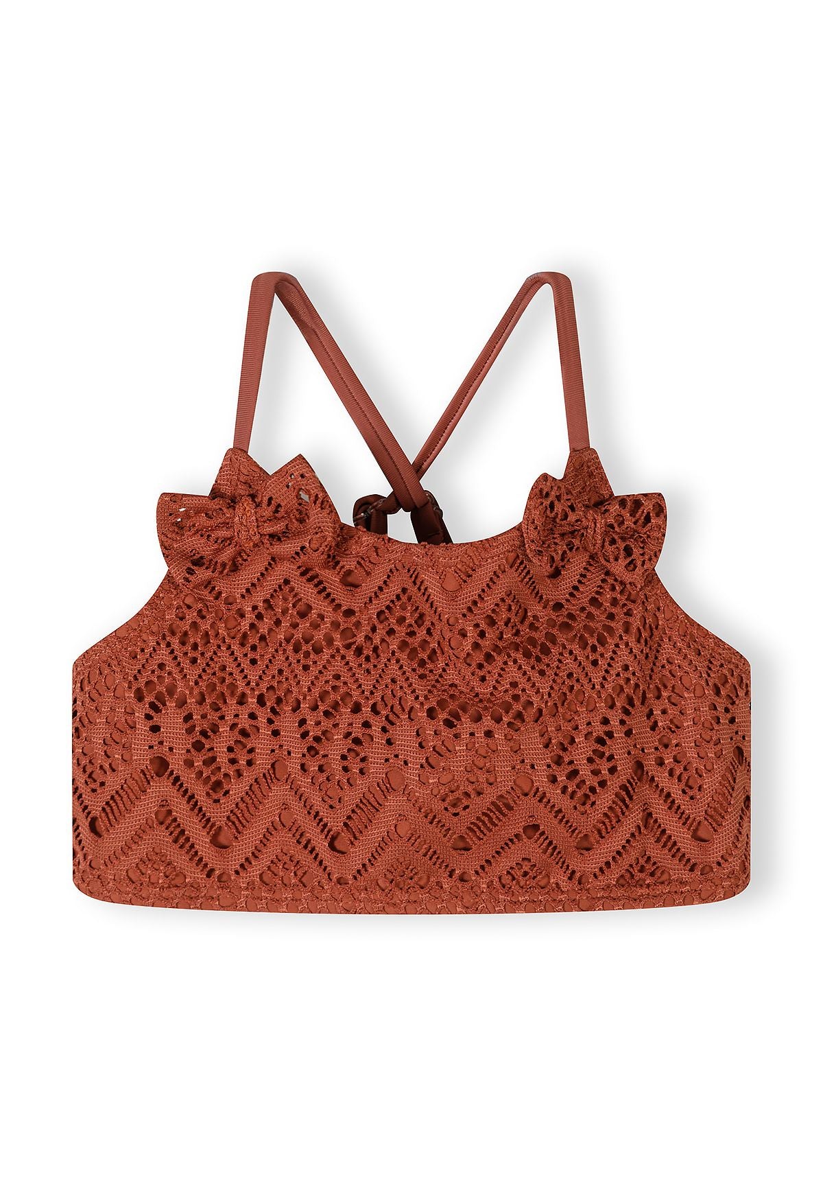 Crochet Bikini Set, Copper, Ruffle Detail - 3