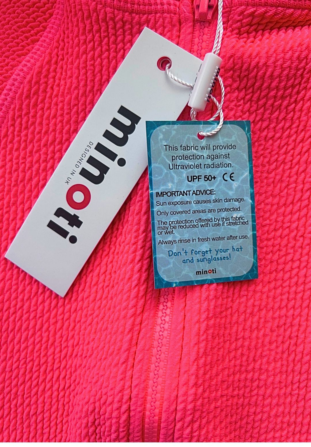 Long Sleeve Swimsuit, Bright Pink, Zip Front - 4