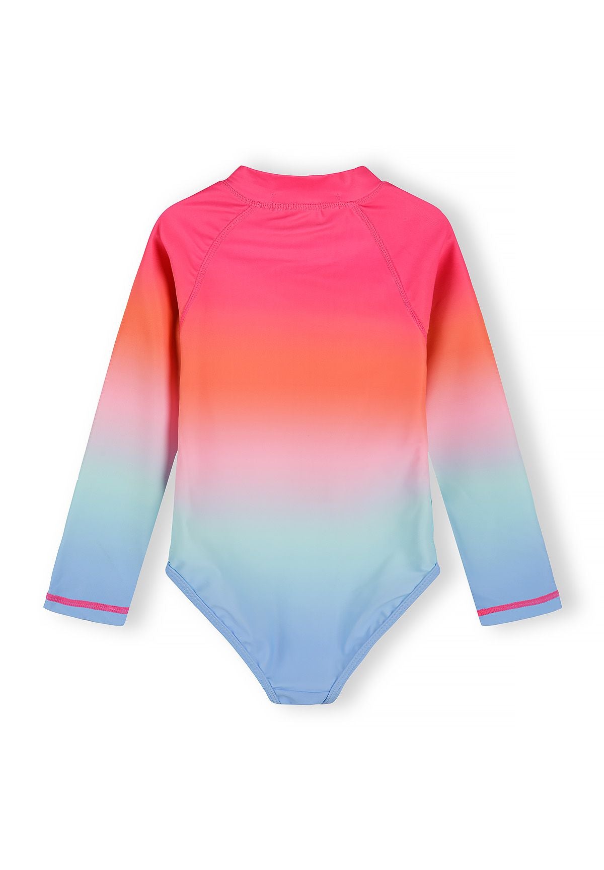 Long Sleeve Swimsuit, Ombre Gradient, Pink Blue - 2