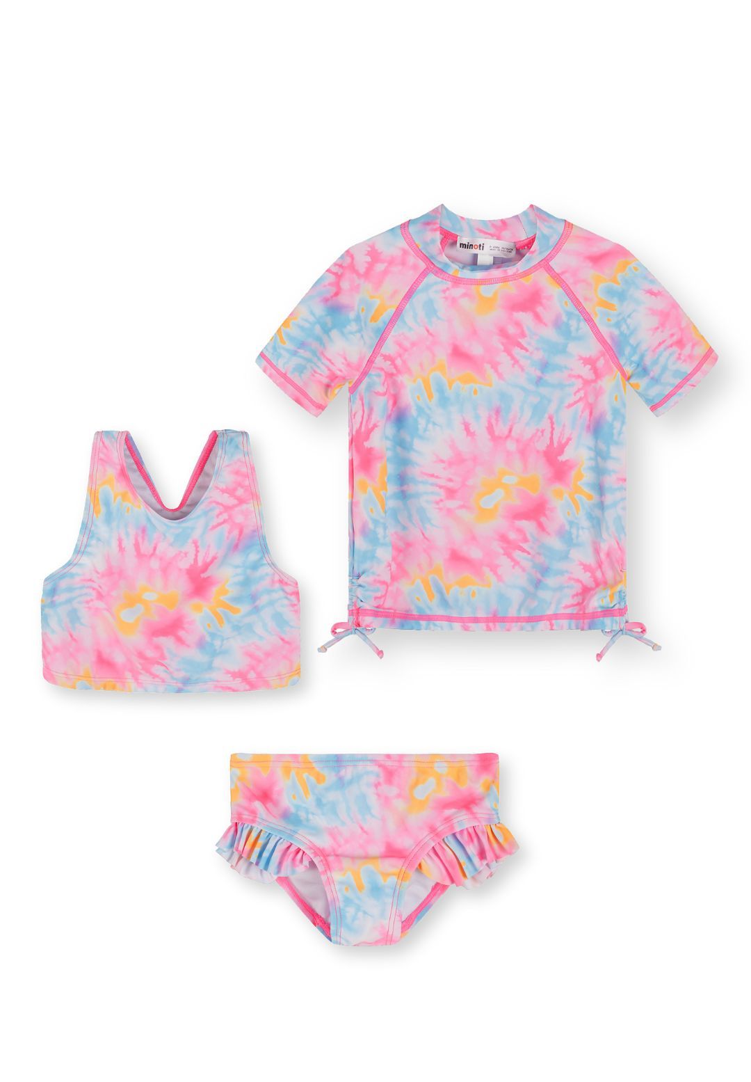 Rash Vest Set 3-Piece, Tie-Dye, Pink Blue - 1