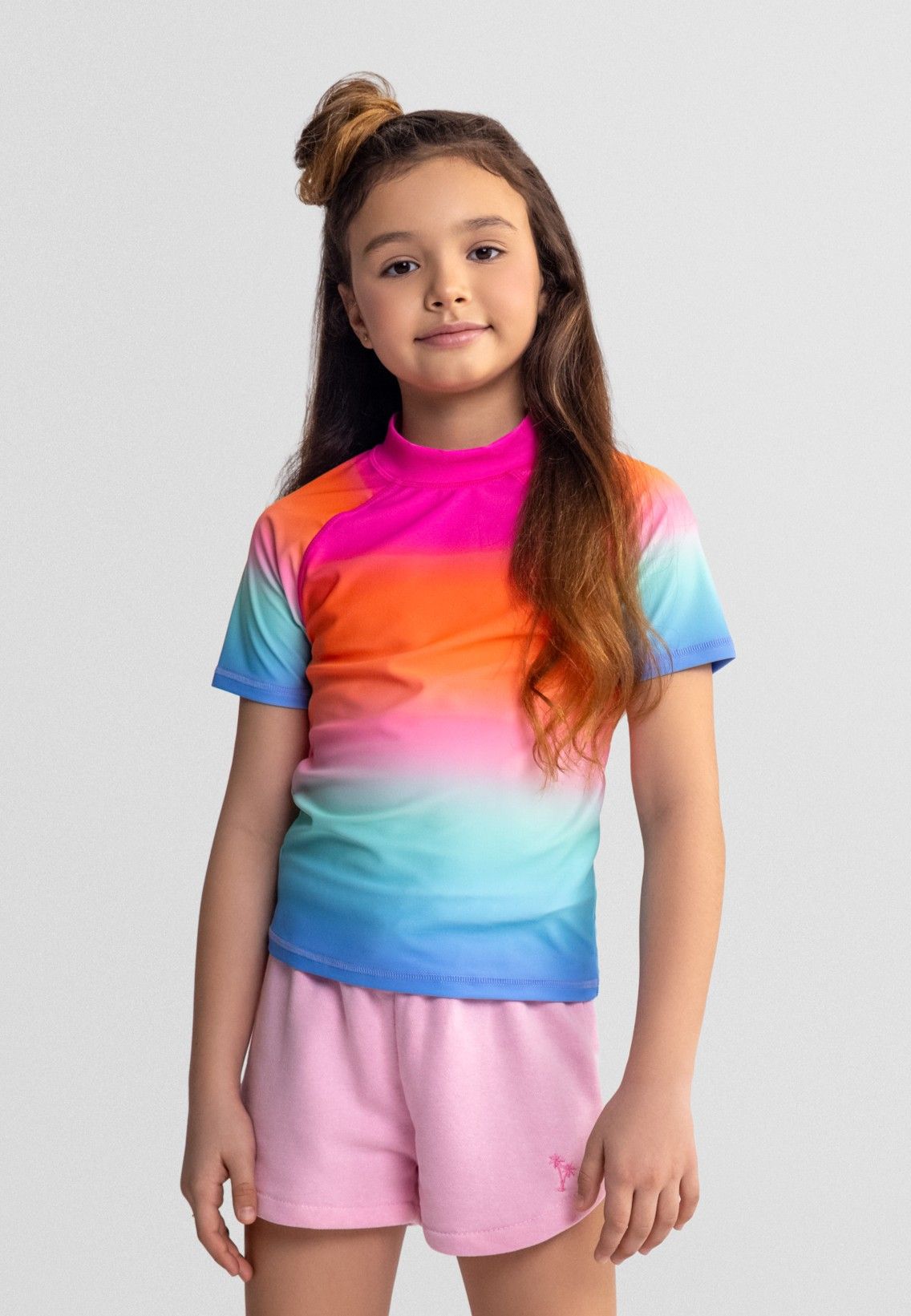 UV Rash Tops 2-Pack, Rainbow Ombre & Pink - 1
