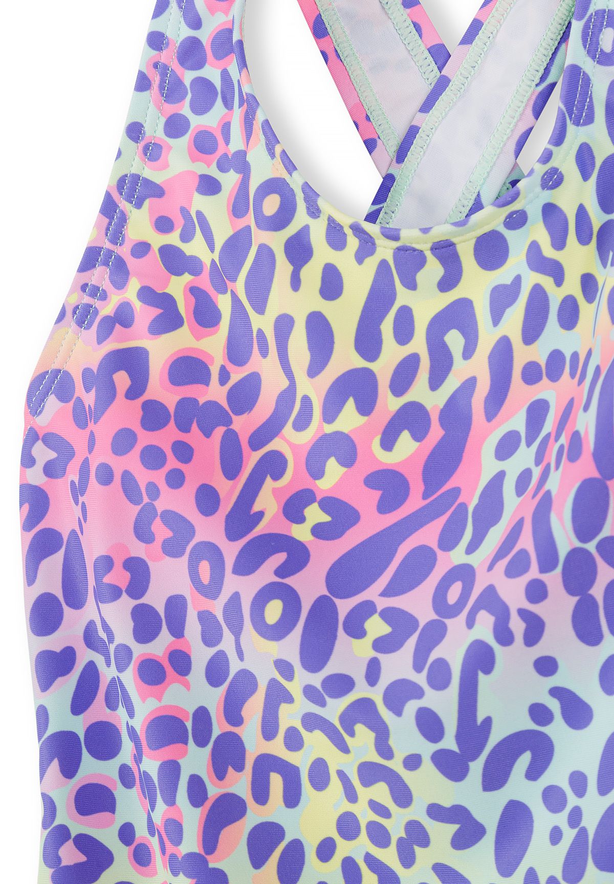 Swimsuit Leopard Print Multicolour Crossover Back - 3