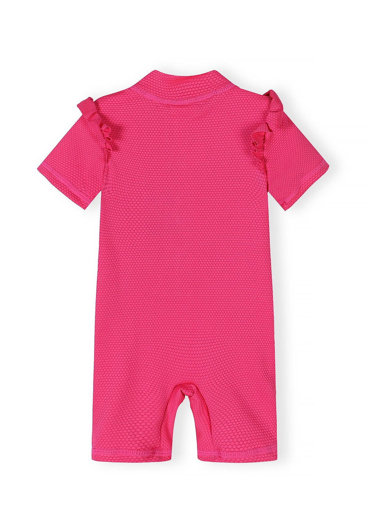 Ruffle Sleeve Rash Suit, Pink, Textured - 4
