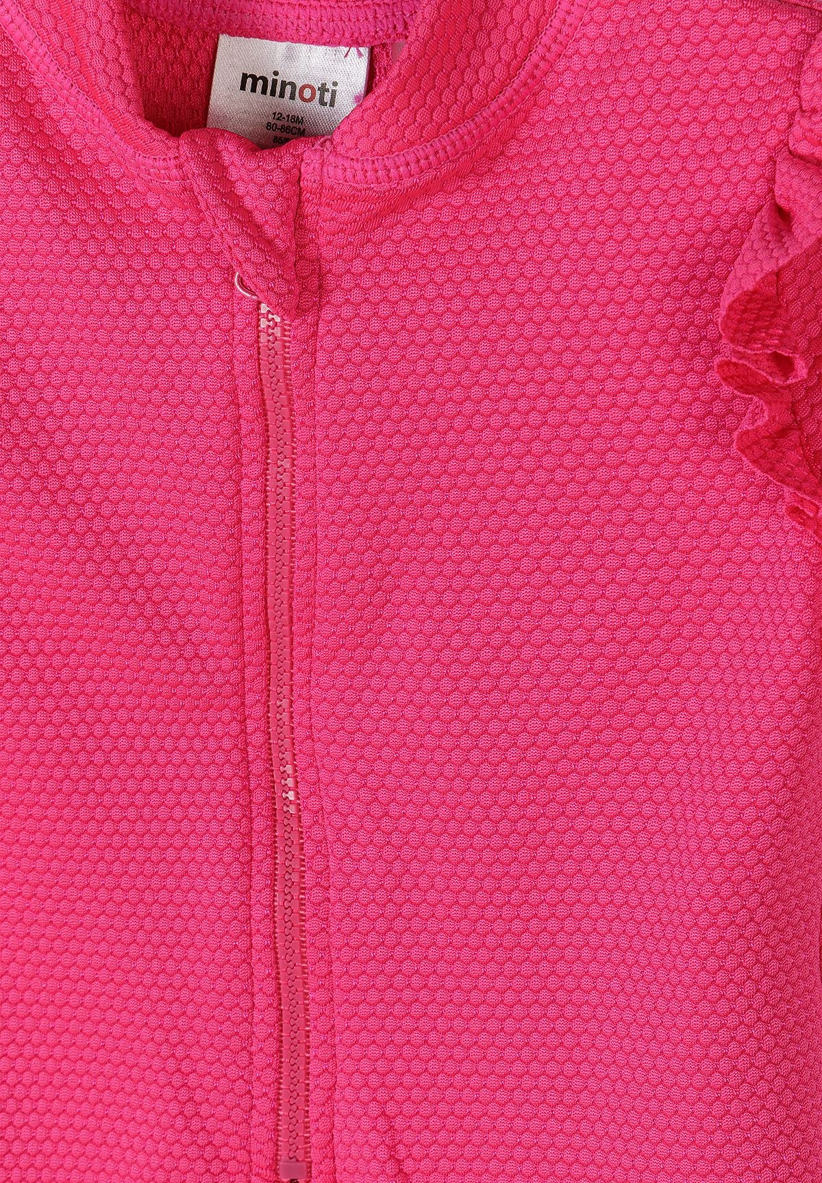 Ruffle Sleeve Rash Suit, Pink, Textured - 5