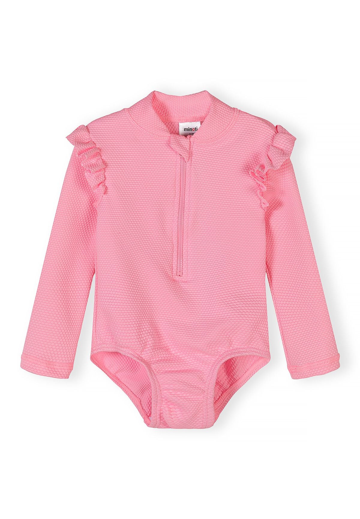 Long Sleeve Swimsuit, Light Pink, Ruffle Detail - 2