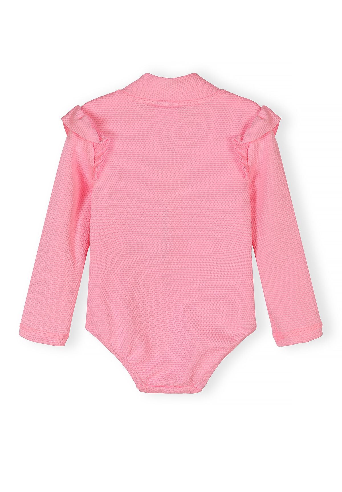 Long Sleeve Swimsuit, Light Pink, Ruffle Detail - 4