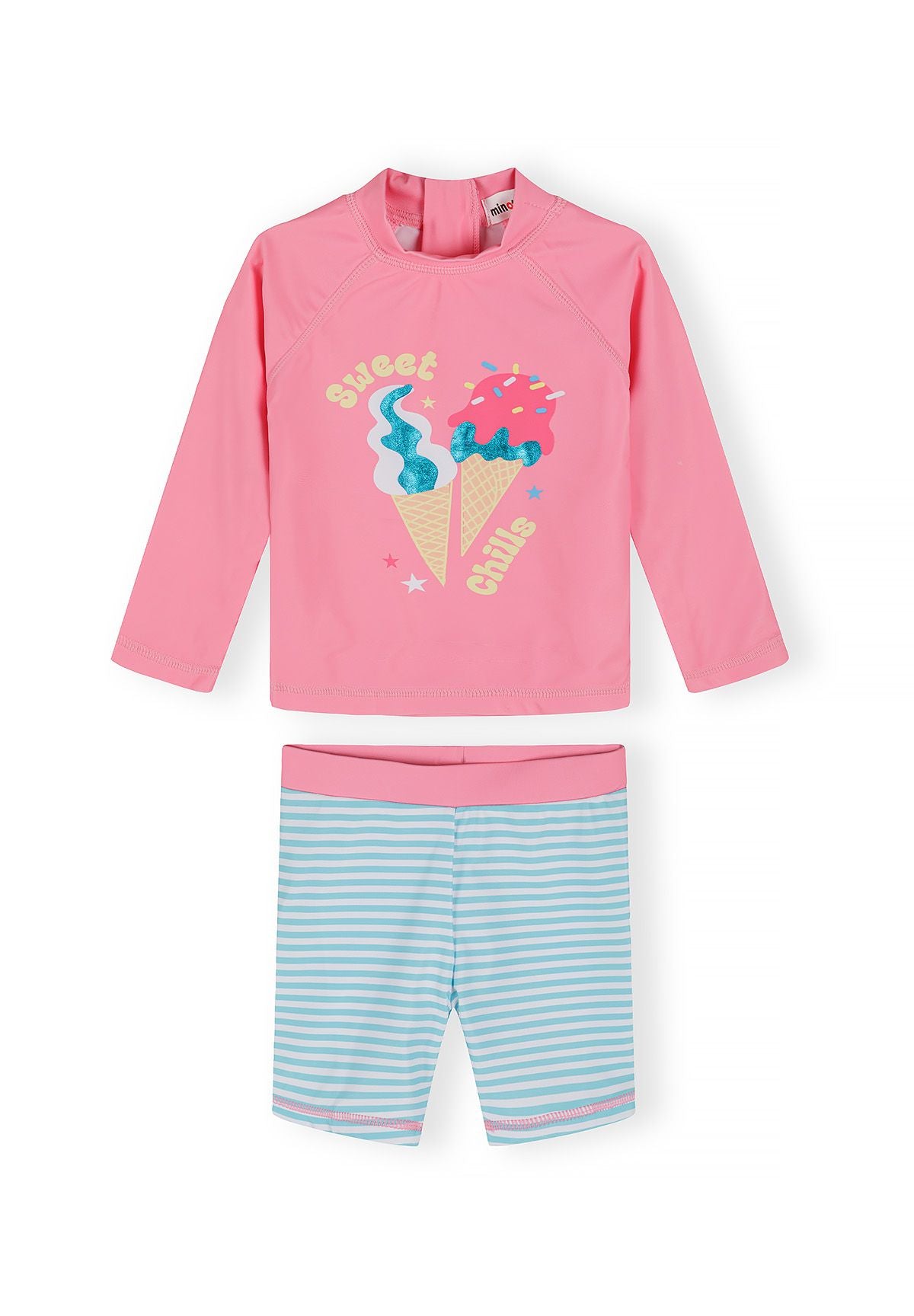 Rash Vest Swim Set, Ice Cream Print, Pink & Blue - 1