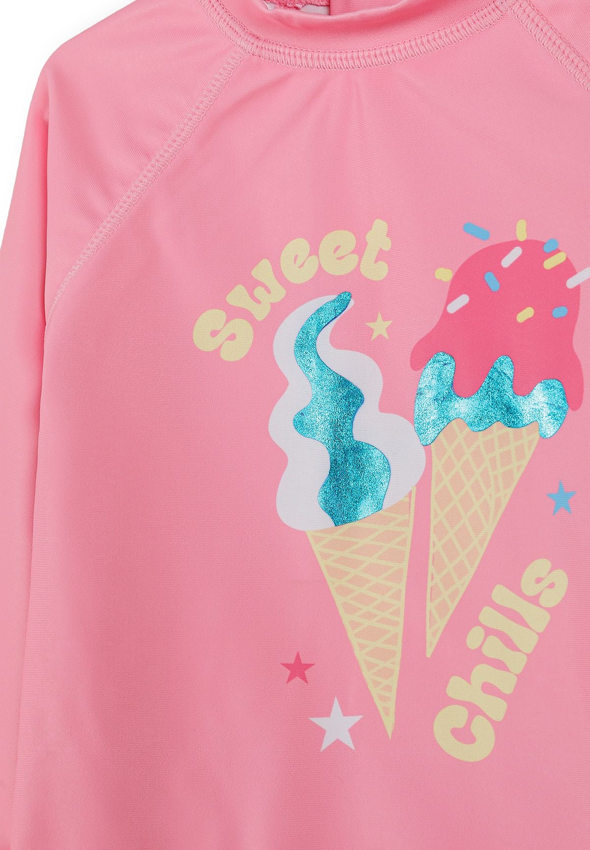Rash Vest Swim Set, Ice Cream Print, Pink & Blue - 6