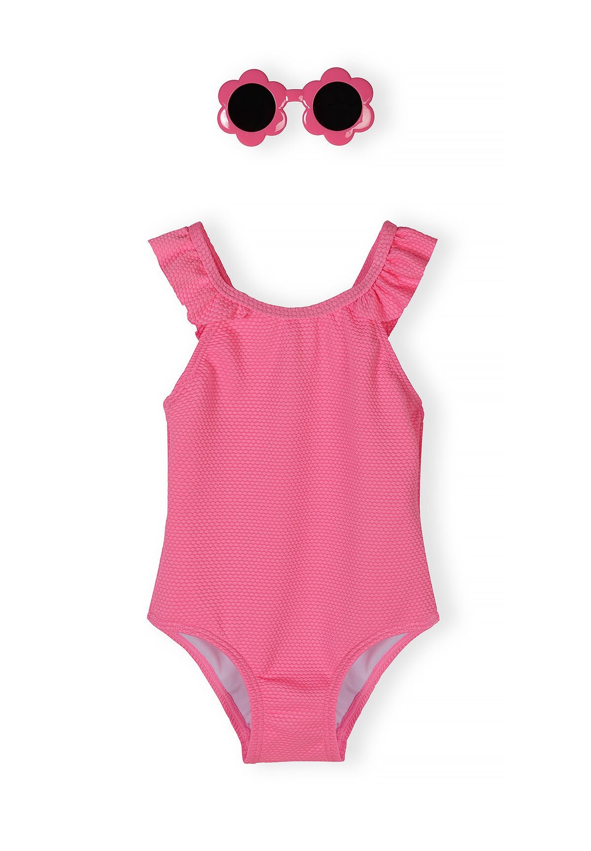 Frilled Swimsuit, Neon Pink - 1