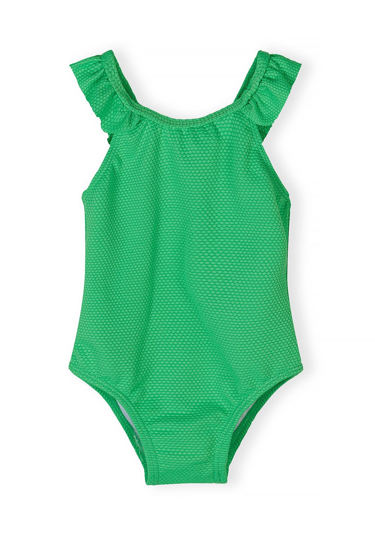 Frill Strap Swimsuit, Neon Green - 2
