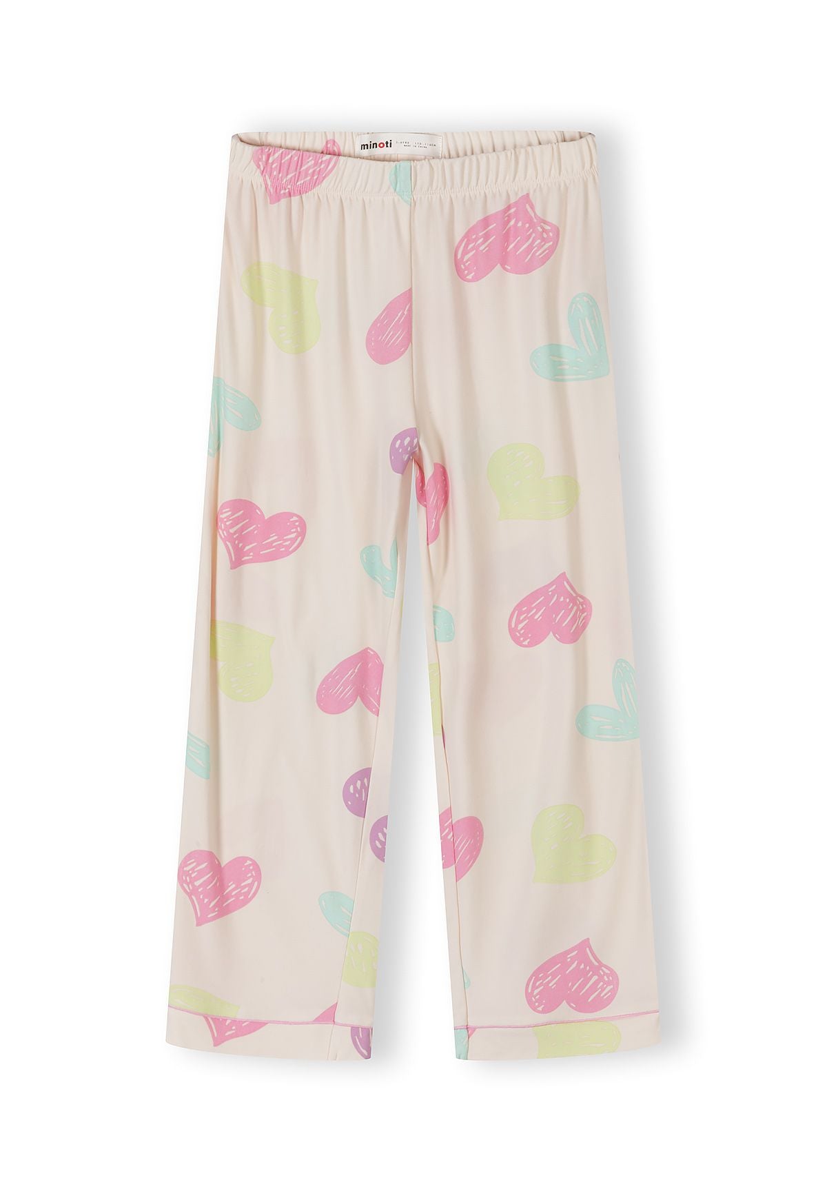 Heart Print Pyjama Set, Pink Cream, Button-Up - 4
