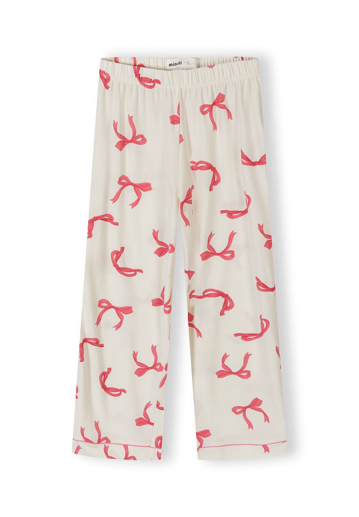 Pyjama Set Long Sleeve, Bow Print, Cream Pink - 4