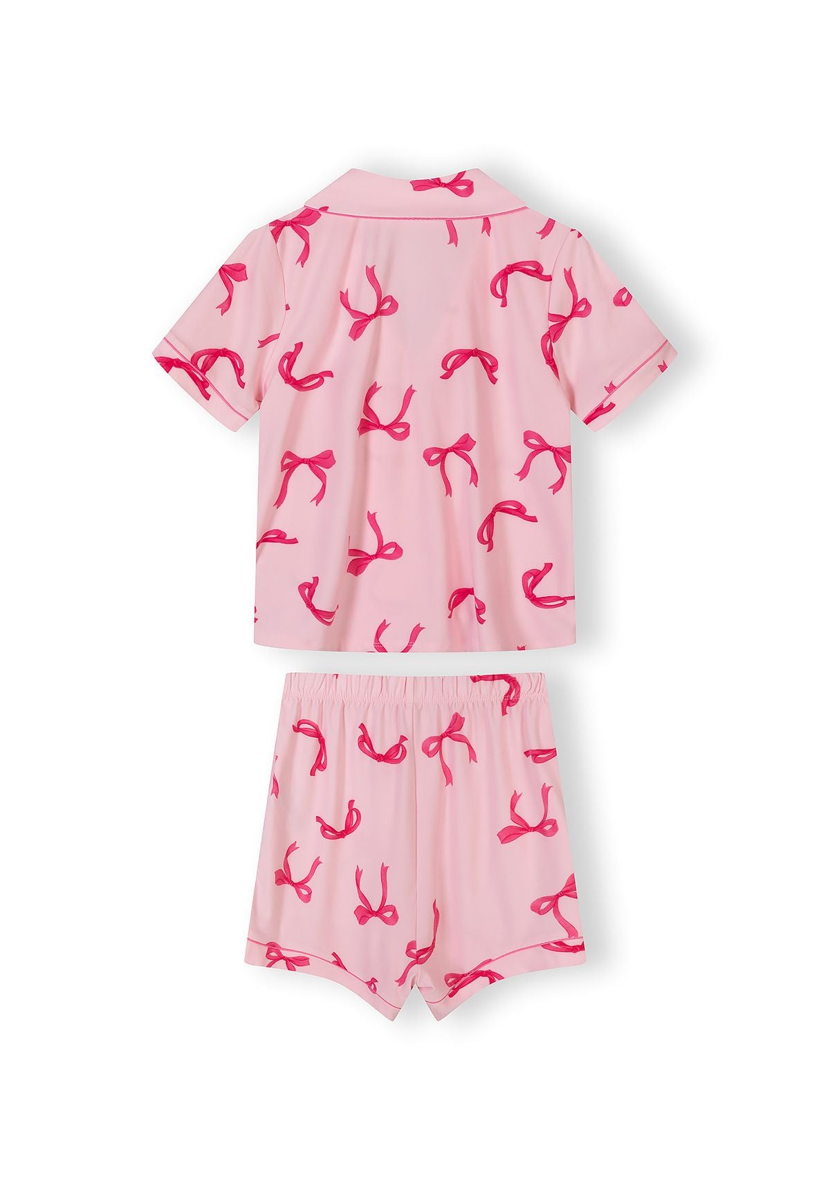 Short Sleeve Pyjama Set, Pink Bow Print - 4