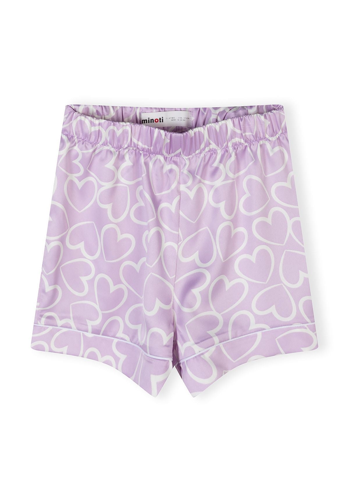 Satin Pyjama Set, Heart Print, Lilac - 4