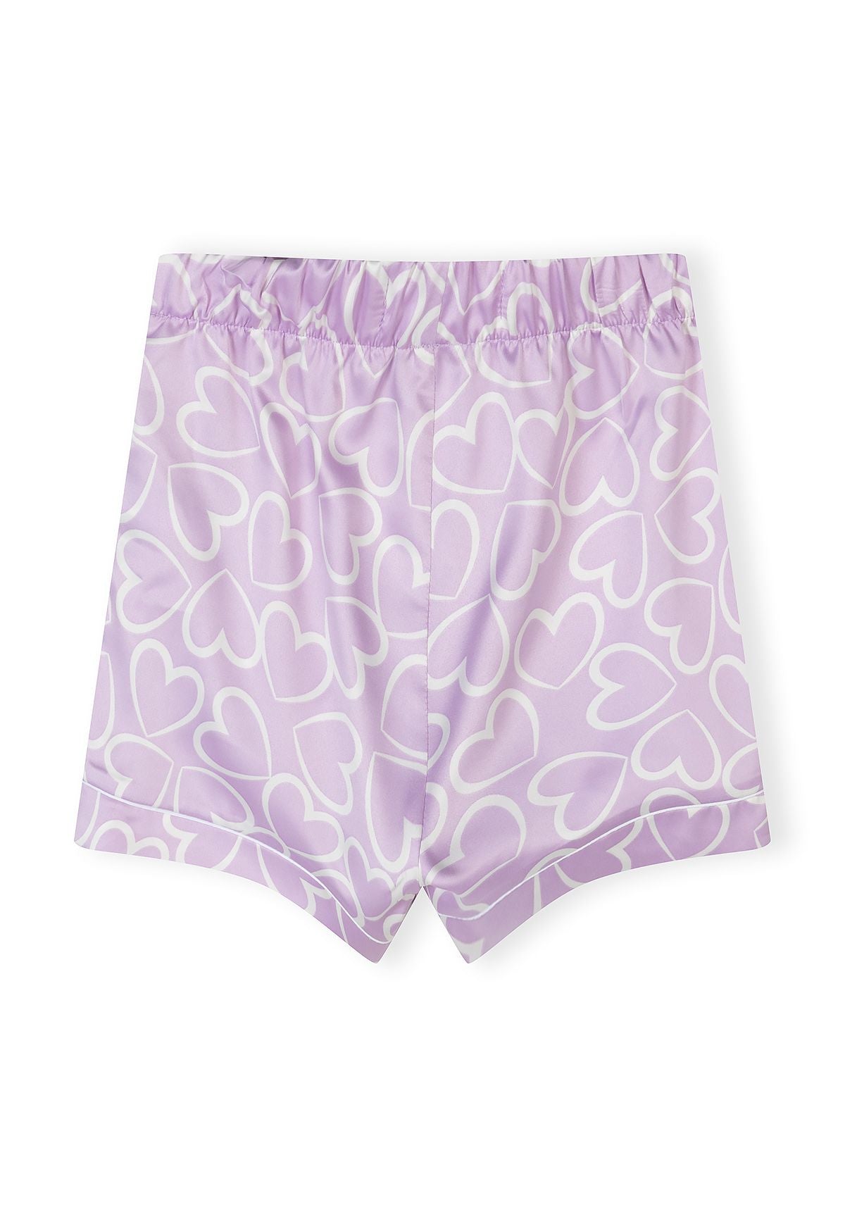 Satin Pyjama Set, Heart Print, Lilac - 5