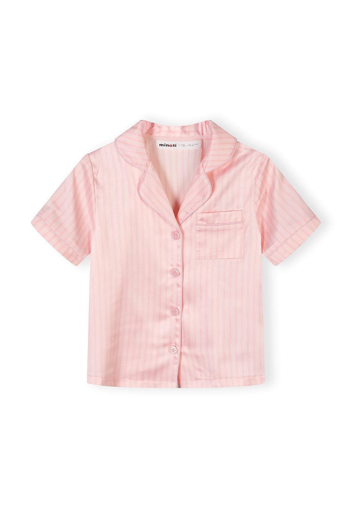 Satin Pyjama Set, Pink White Stripe, Short - 3