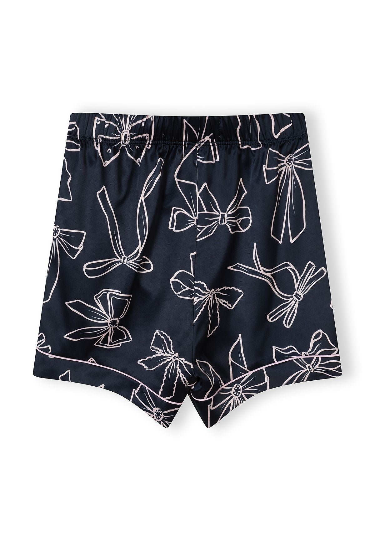Satin Pyjama Set, Bow Print, Navy - 5