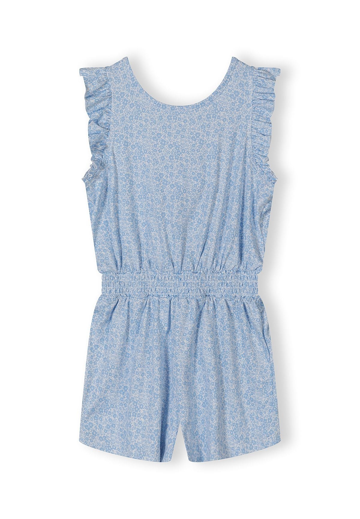 Floral Ruffle Jumpsuit, Blue - 2
